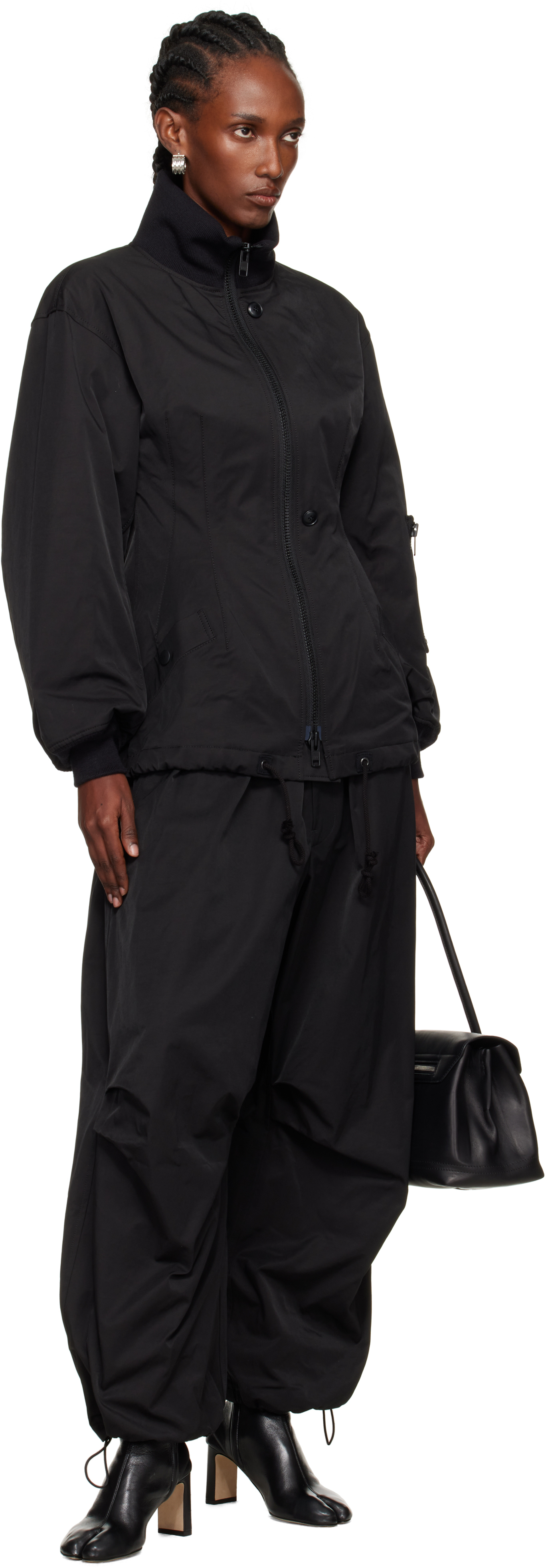Yohji Yamamoto Black Twill Parachute Lounge Pants In Multi