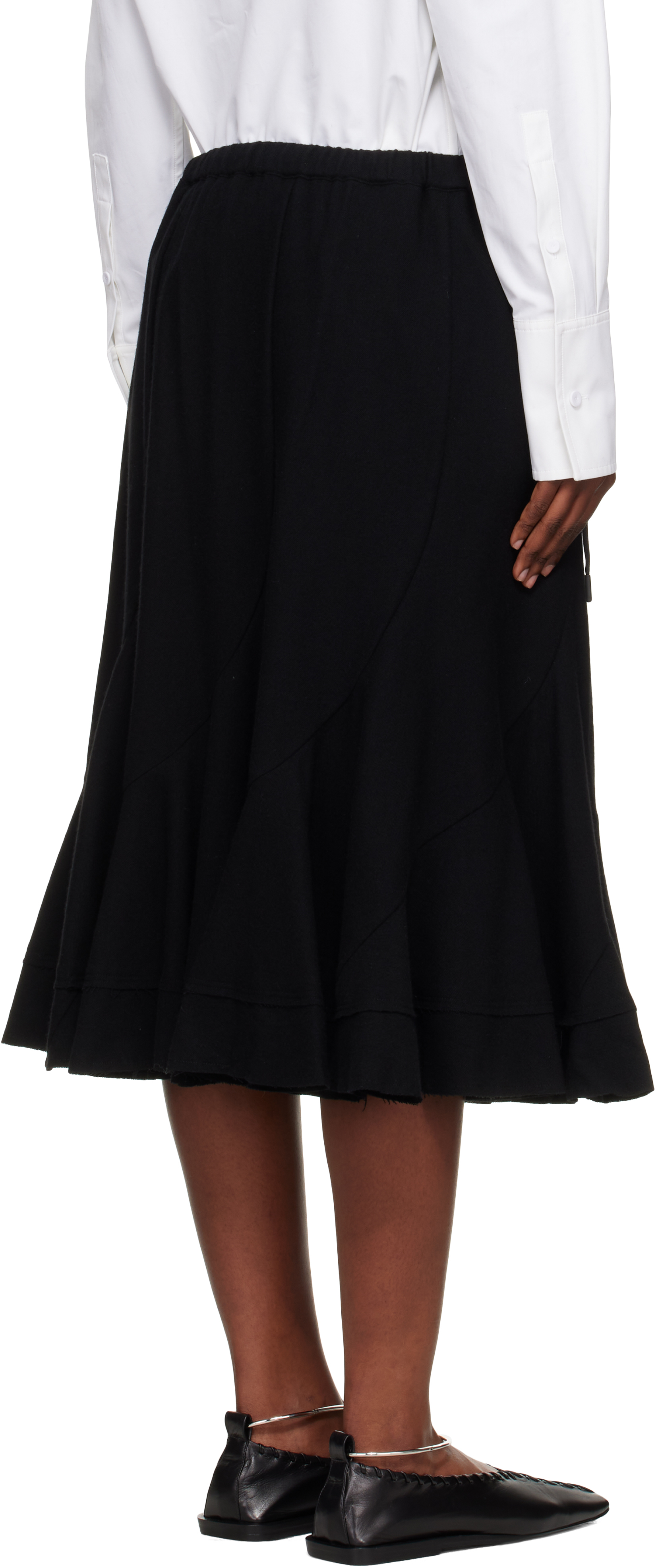 Yohji Yamamoto Black Eringi Midi Skirt In Multi