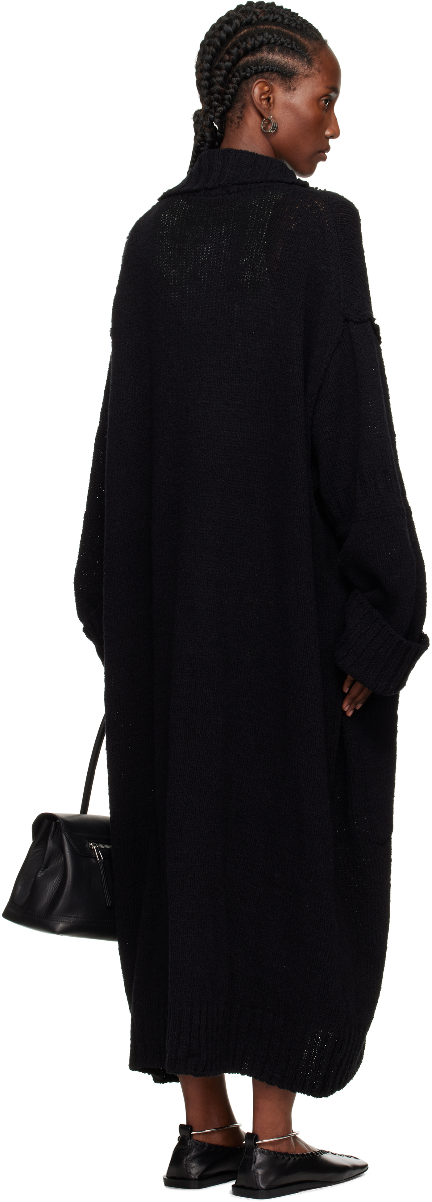 Yohji Yamamoto Black Plain Stitch Pocket High Neck Cardigan In Multi