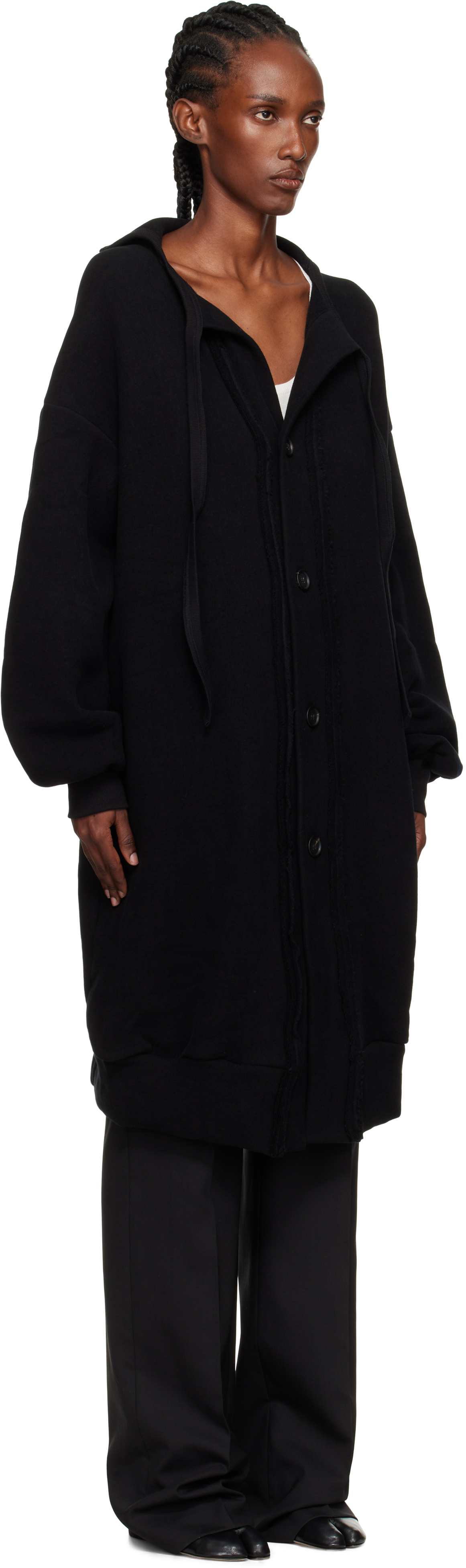 Yohji Yamamoto Black Jersey Twill Button D Cardigan In Black