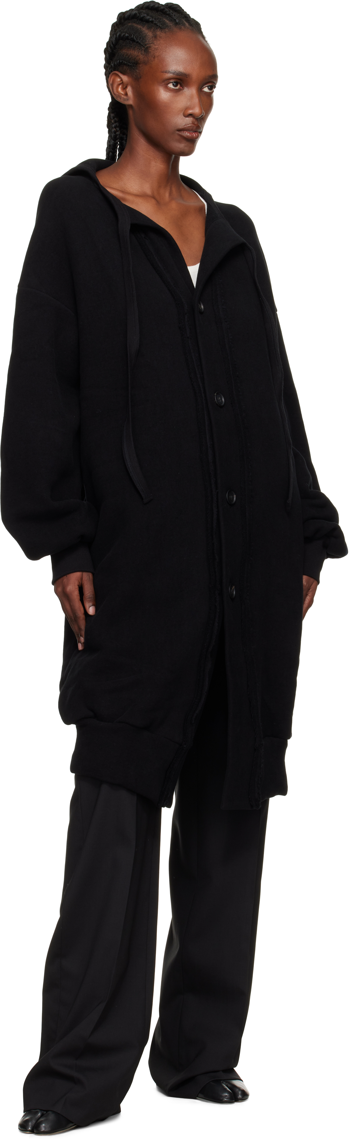 Yohji Yamamoto Black Jersey Twill Button D Cardigan In Black