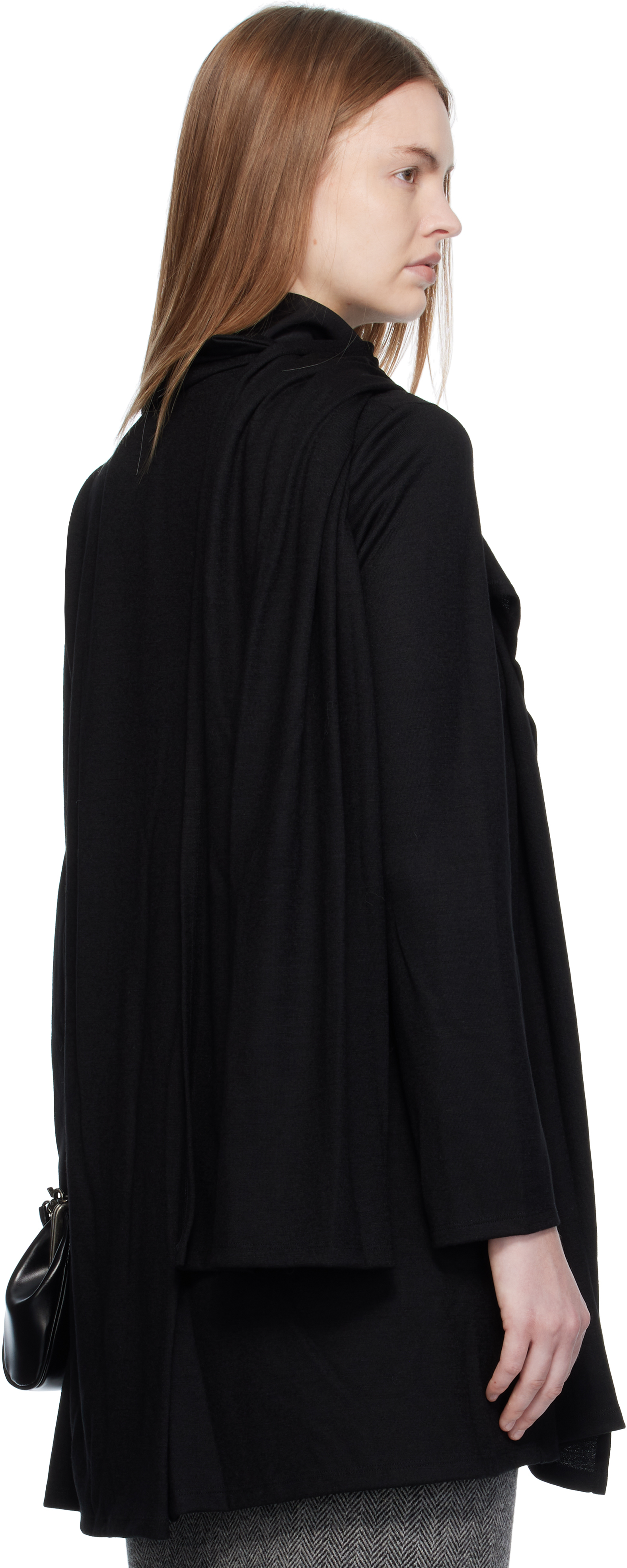 Yohji Yamamoto Black Wool Stole Blouse In Black