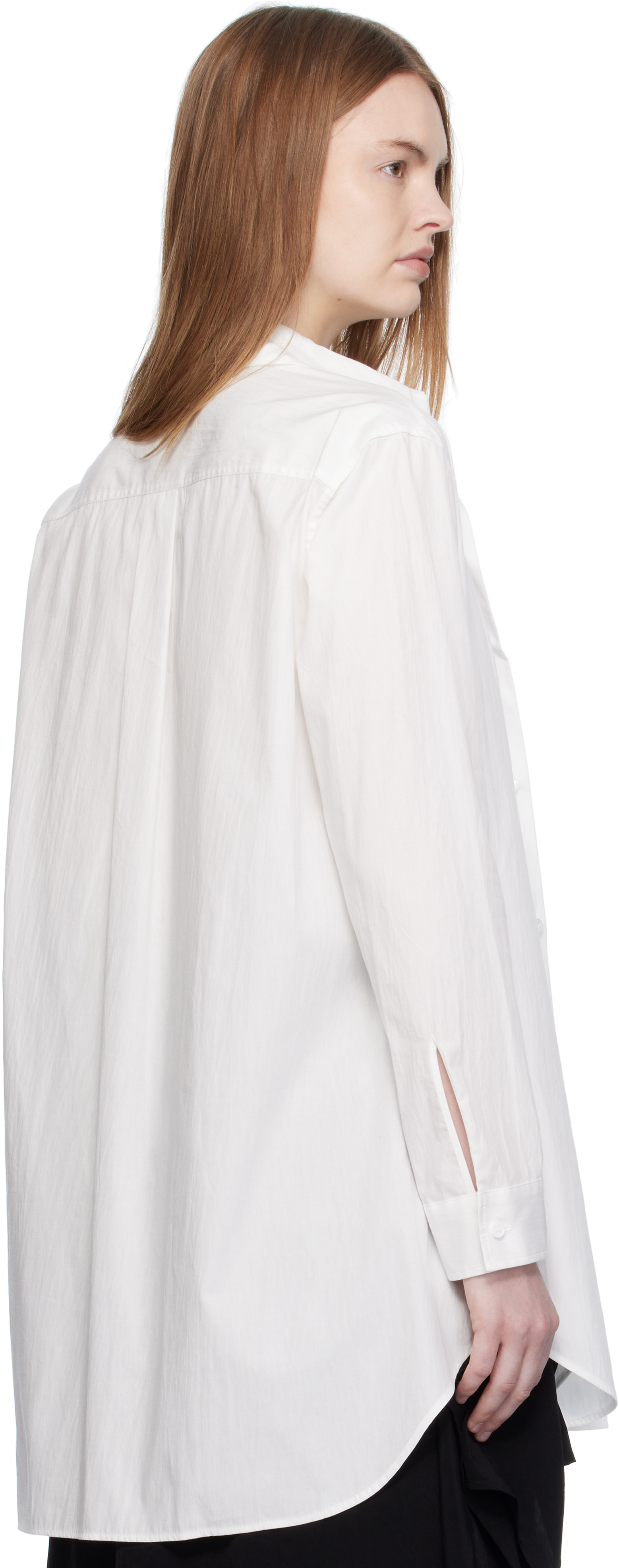 Yohji Yamamoto White Cotton Broad F Double Layered Shirt In White