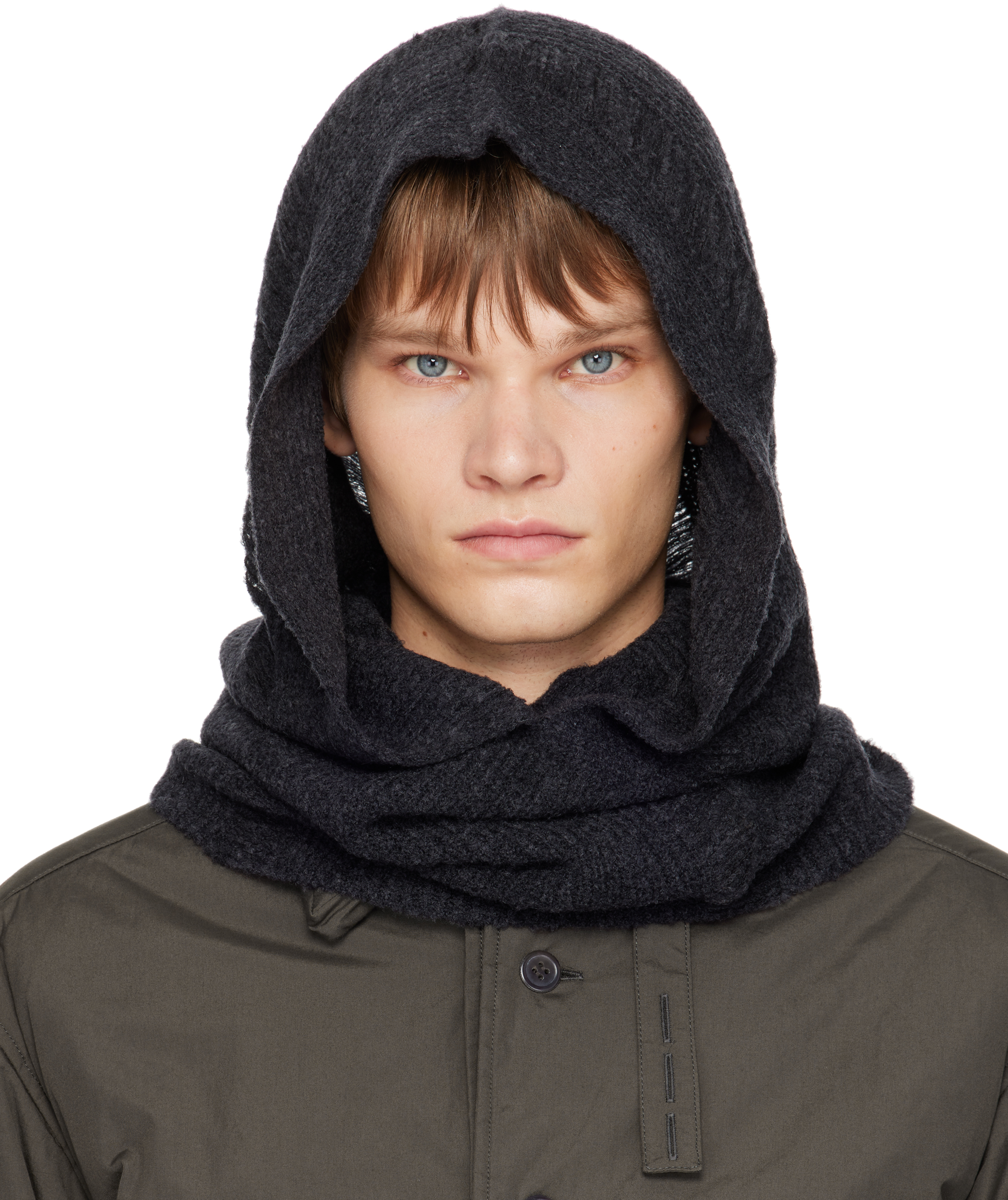 YOHJI YAMAMOTO: Black Wool Balaclava Hood | SSENSE