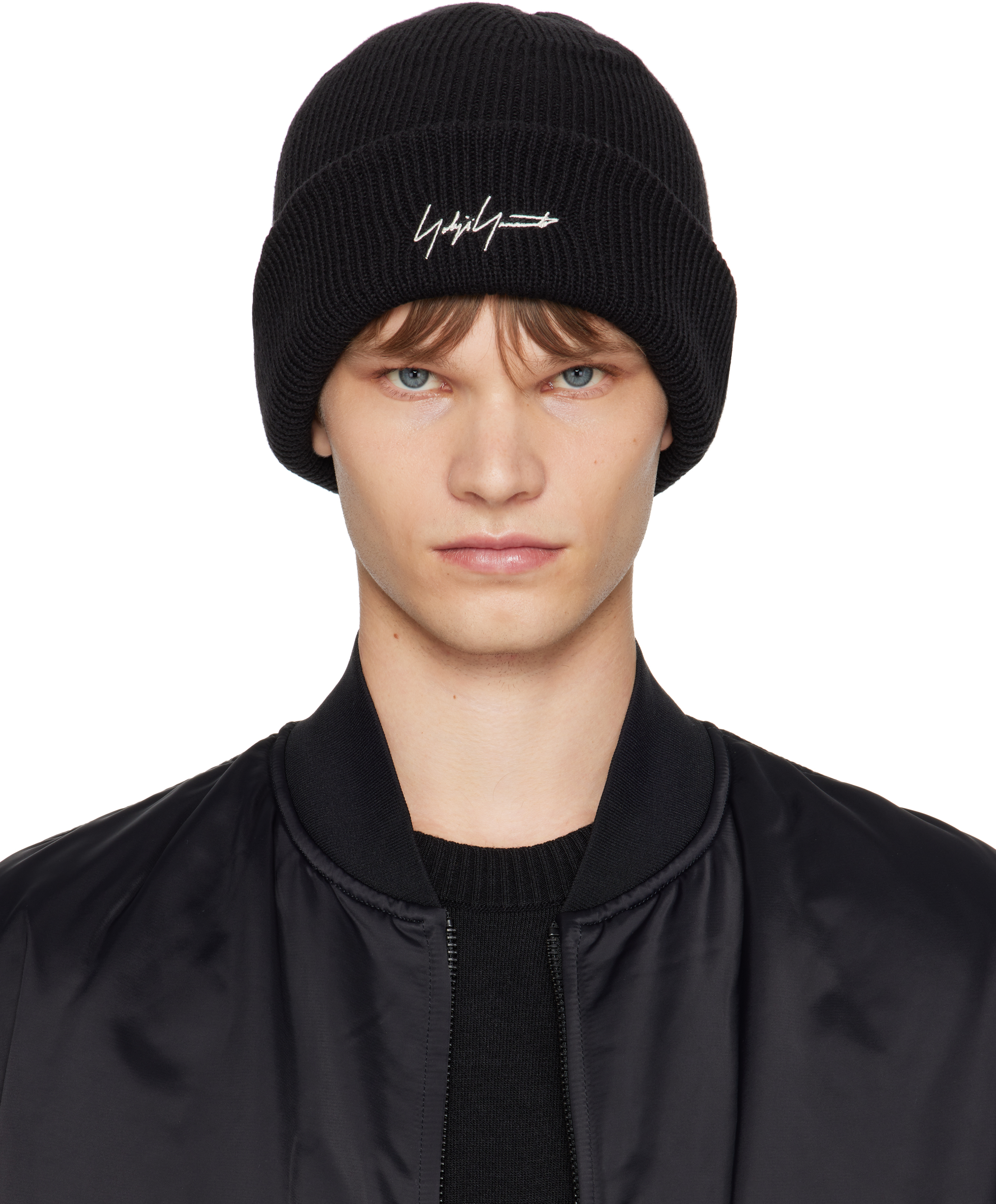 YOHJI YAMAMOTO: Black Y-3 KURO Knitted Beanie | SSENSE