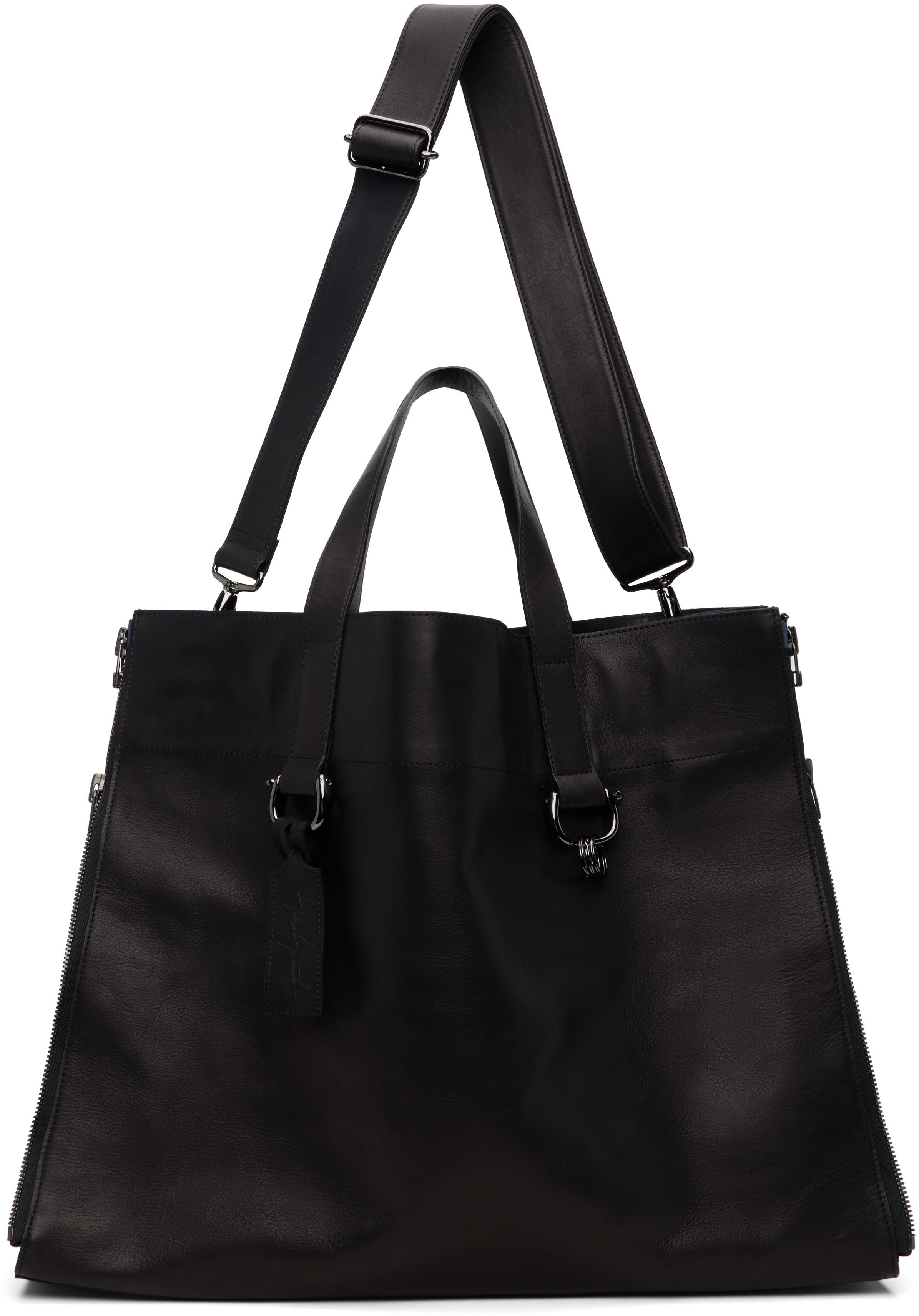 Yohji Yamamoto Black Zipper Ll Tote In Black