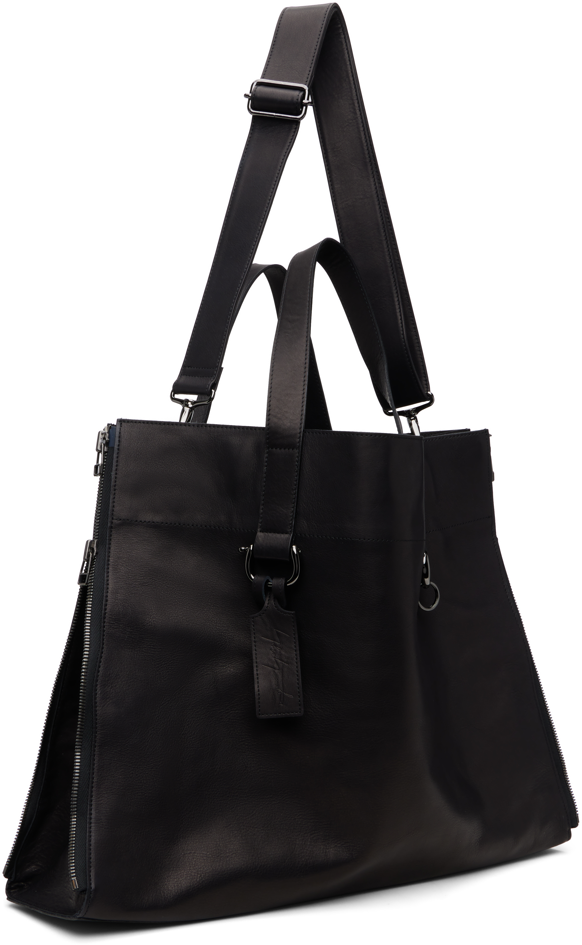 Yohji Yamamoto Black Zipper Ll Tote In Black
