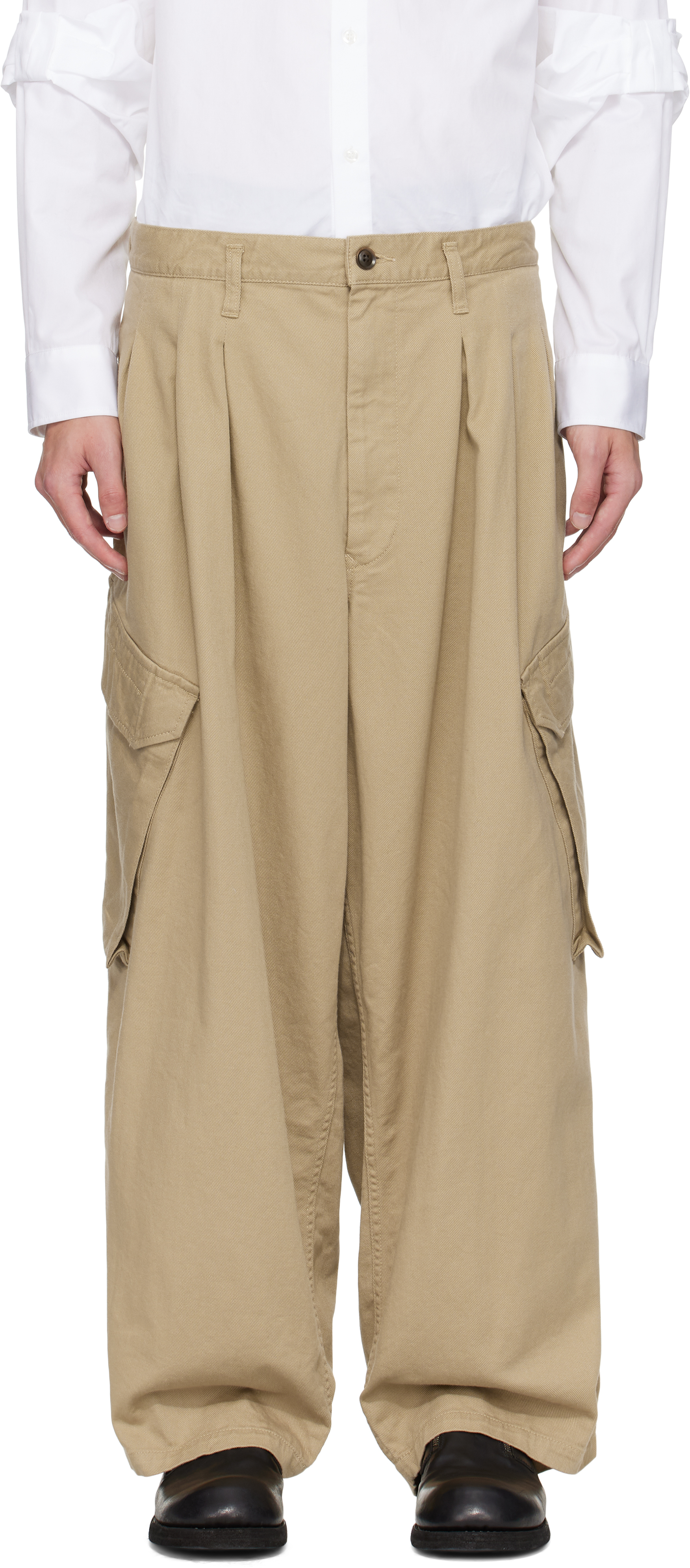 Yohji Yamamoto Beige Bs Katsuragi 12tuck Work Cargo Pants In Multi