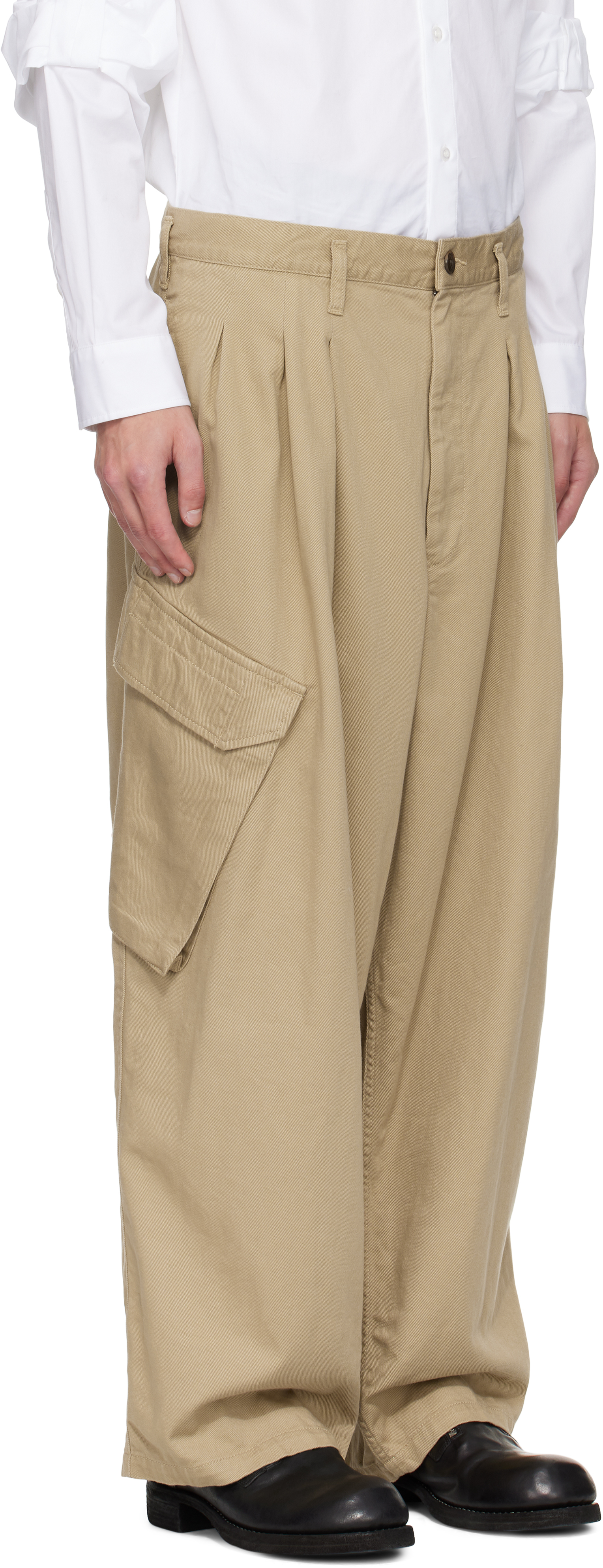 Yohji Yamamoto Beige Bs Katsuragi 12tuck Work Cargo Pants In Multi