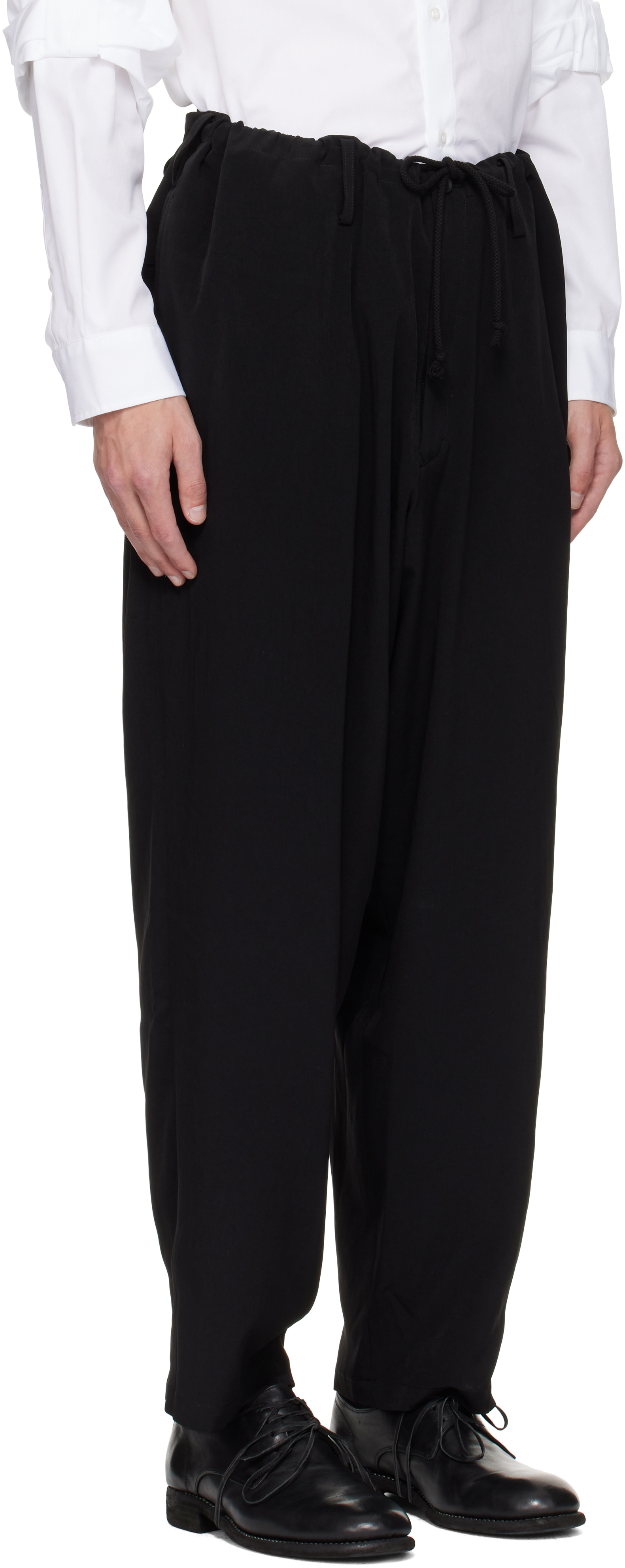 Yohji Yamamoto Black Tuxedo Standard String Trousers In Black