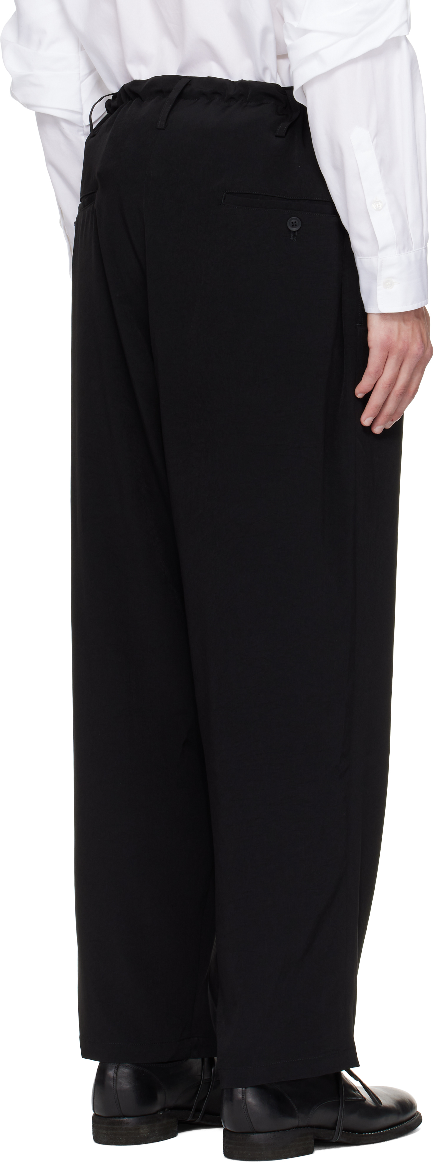 Yohji Yamamoto Black Tuxedo Standard String Trousers In Black