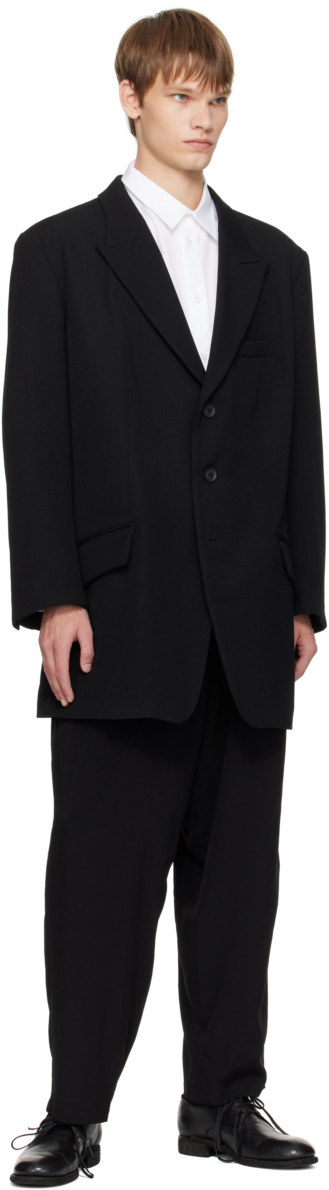 Yohji Yamamoto Black Tuxedo Standard String Trousers In Black