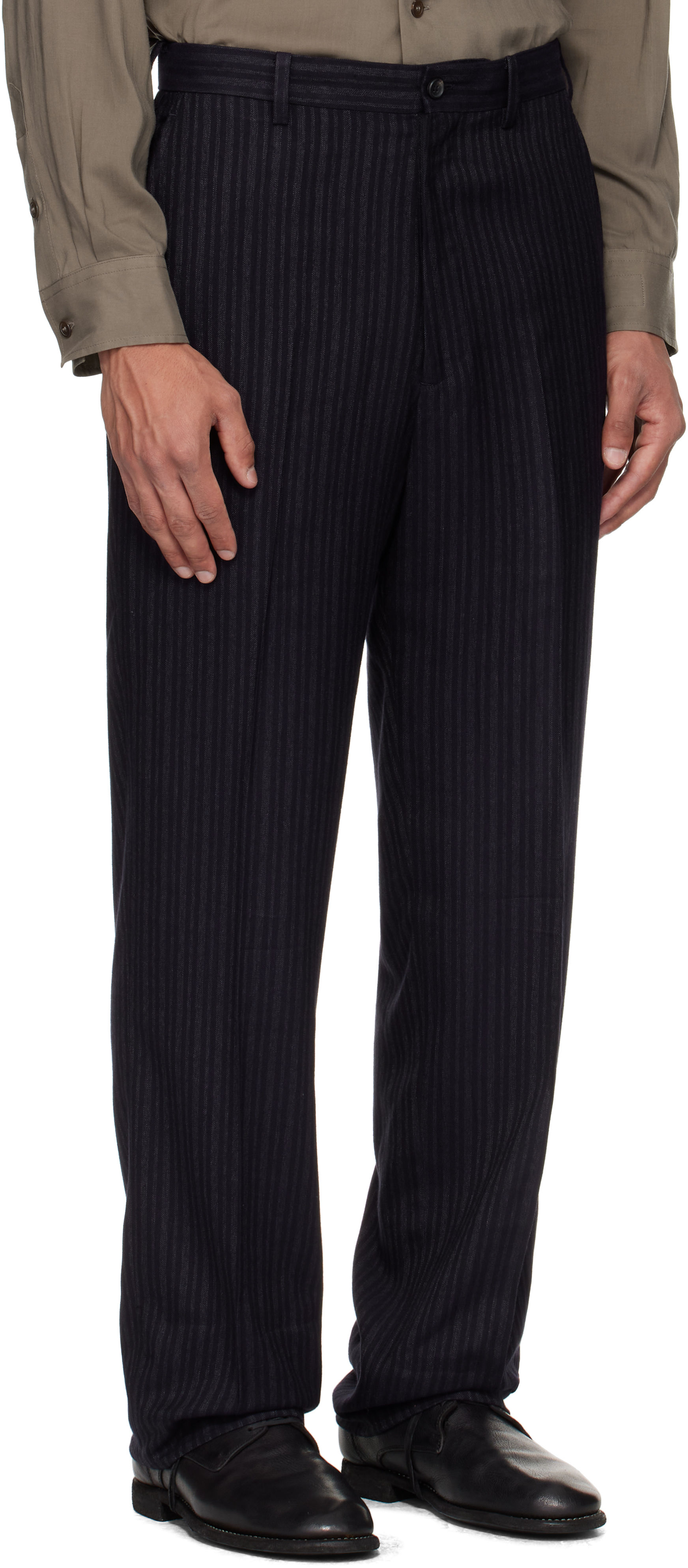 Yohji Yamamoto Black Suit Ry Heather St Flat Trousers In Black