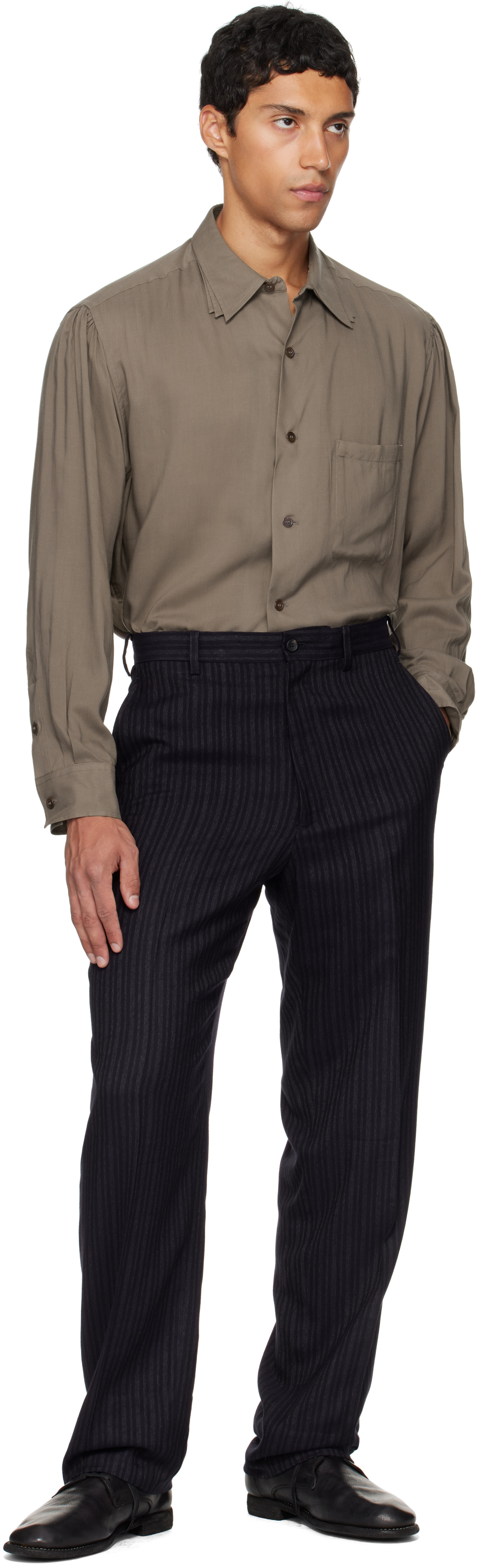 Yohji Yamamoto Black Suit Ry Heather St Flat Trousers In Black