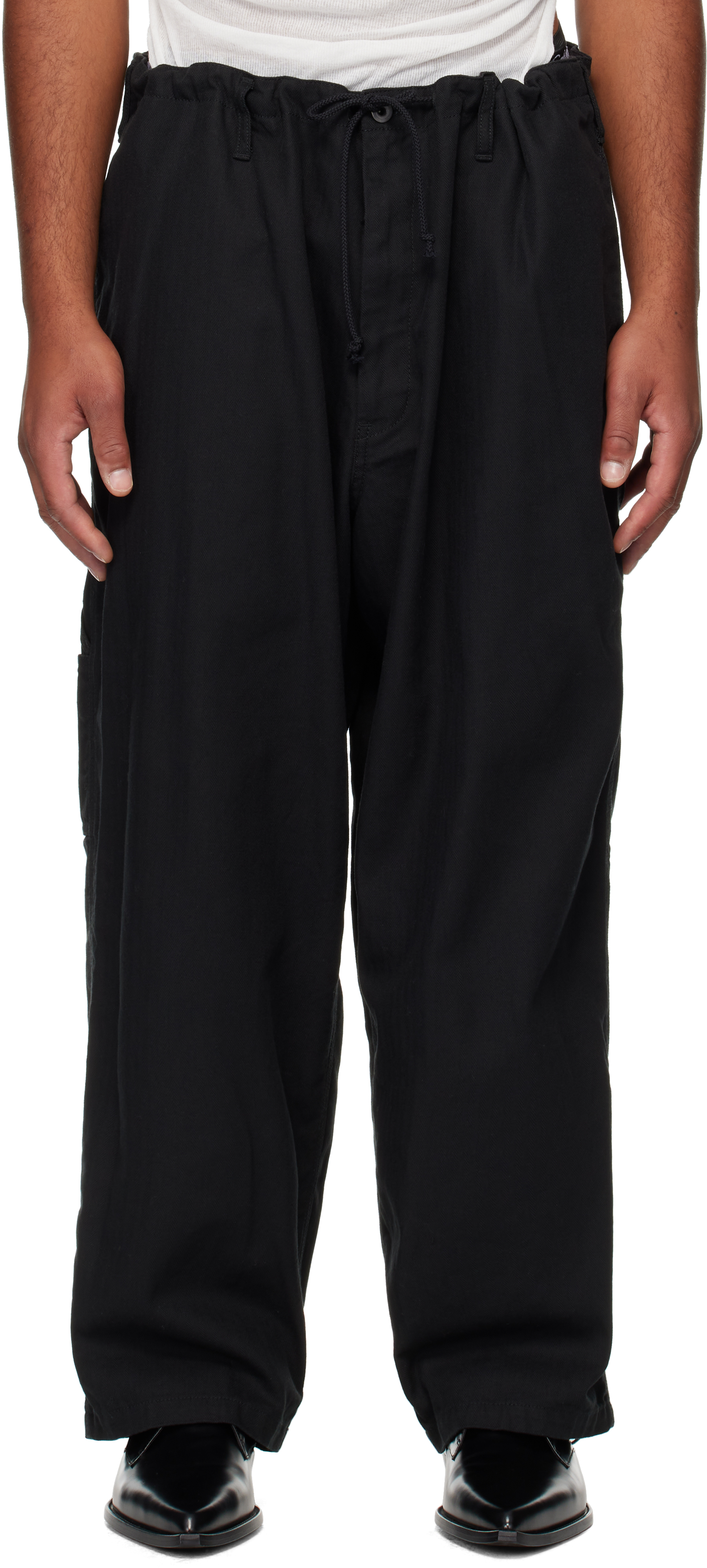 Yohji Yamamoto Black Painter Trousers In Black