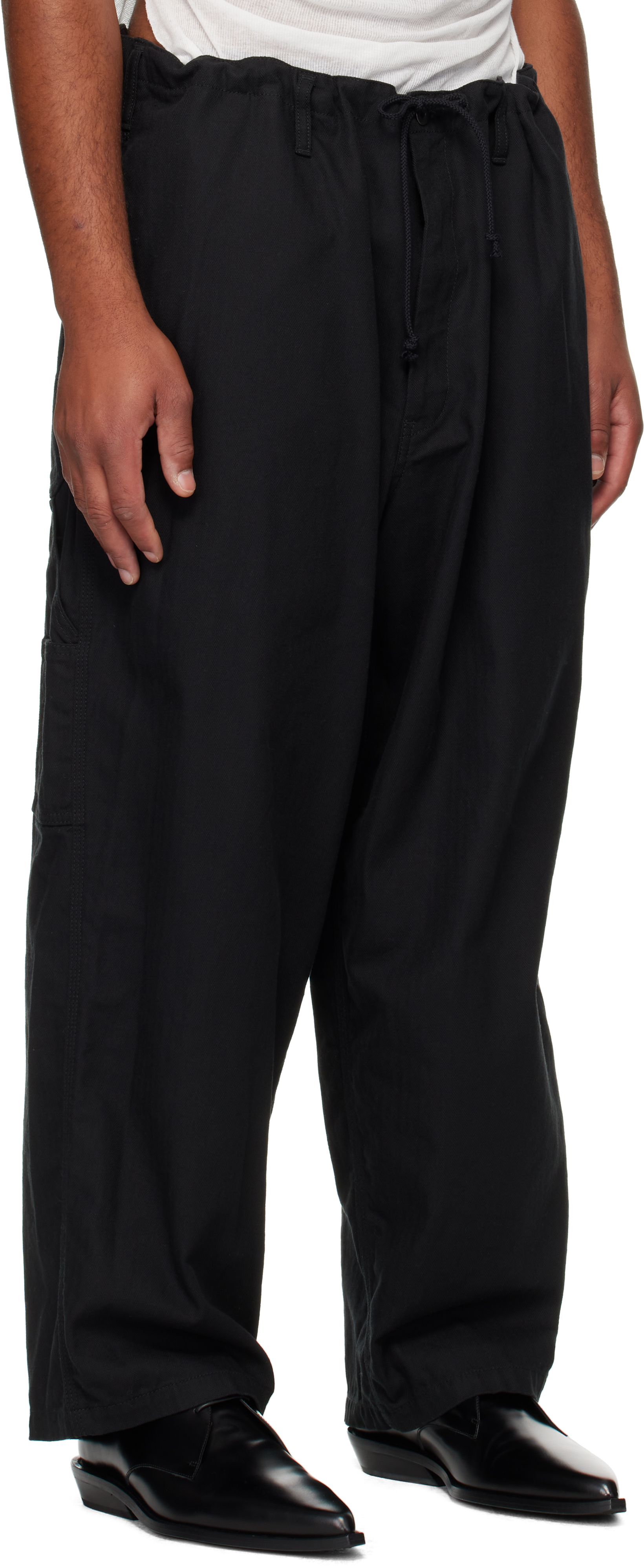 Yohji Yamamoto Black Painter Trousers In Black
