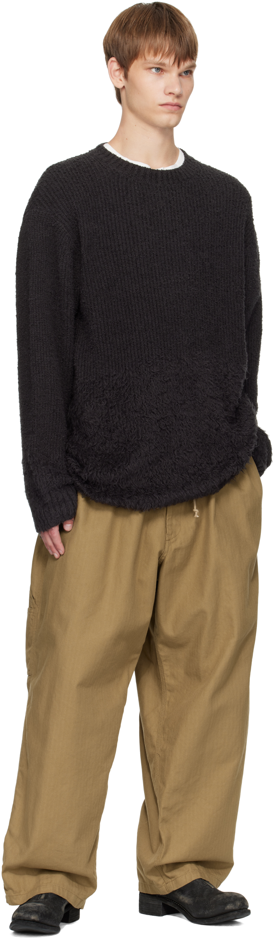 Yohji Yamamoto Beige Bs Herringbone 3st Painter Trousers In Multi
