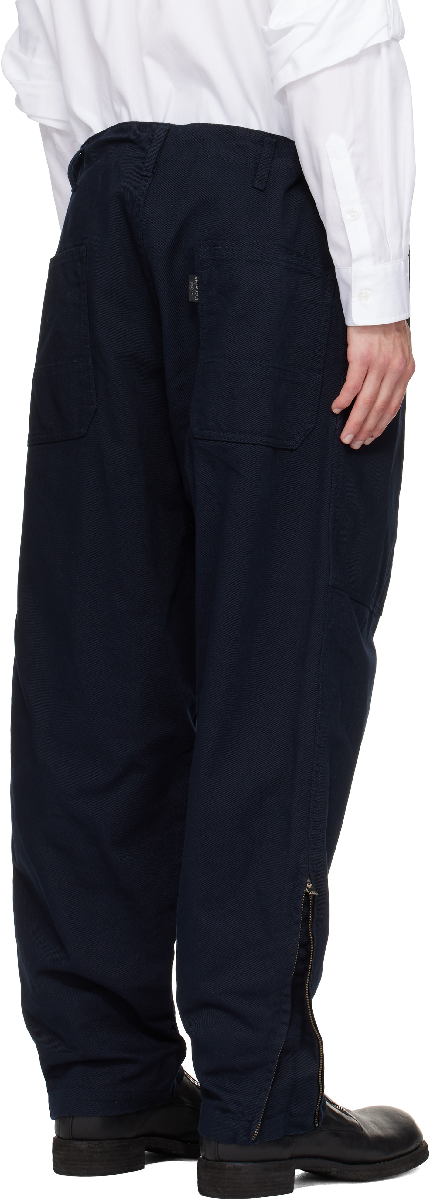 Yohji Yamamoto Navy Bs Katsuragi Hem Zip Painter Trousers In Multi