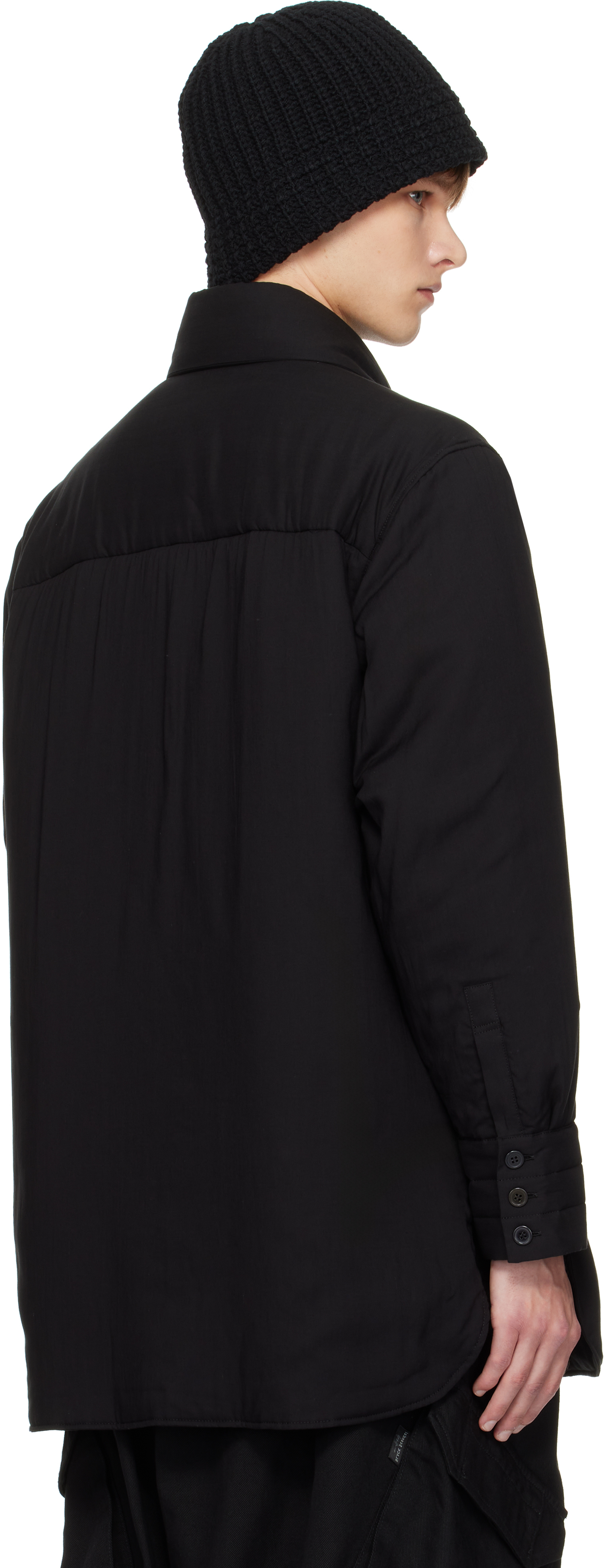 Yohji Yamamoto Black Stole Detail Padded Shirt In Black