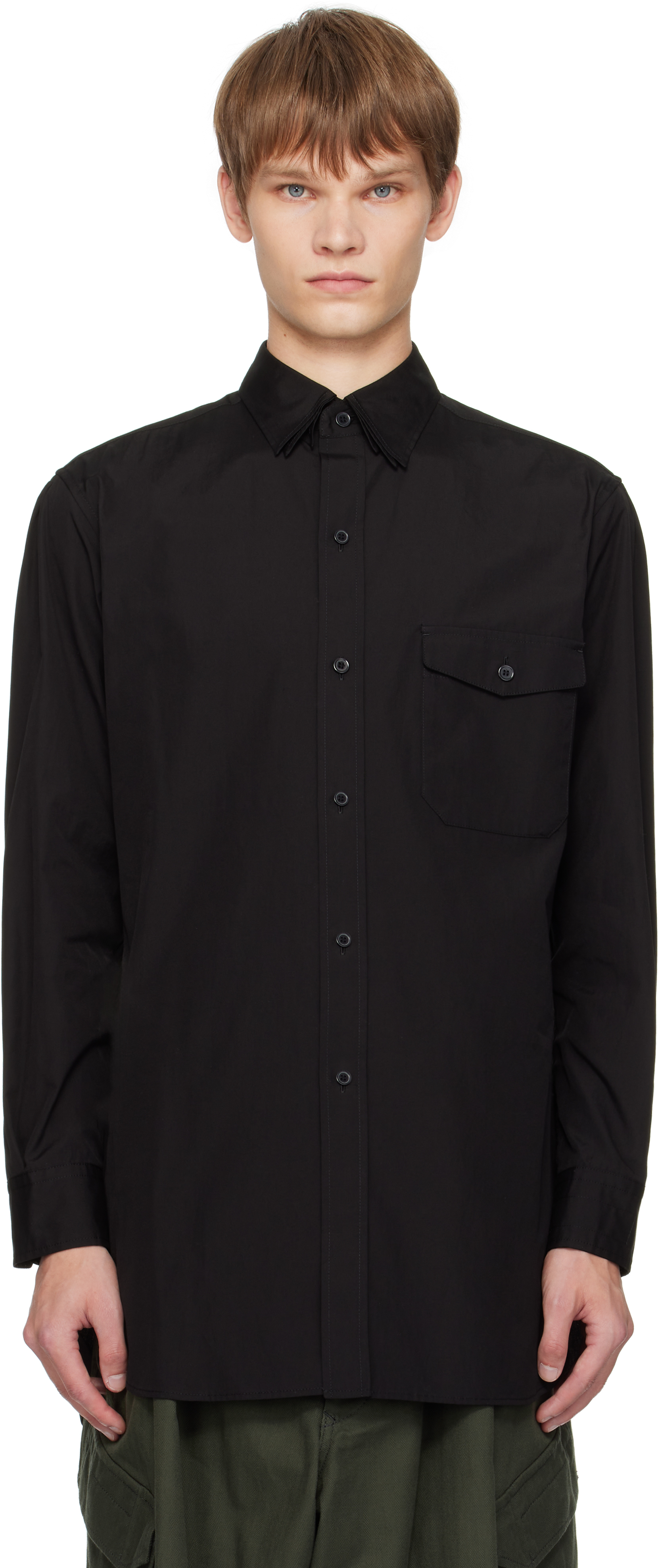 Yohji Yamamoto Black 100/2 Broad Triple Collar Shirt In Multi