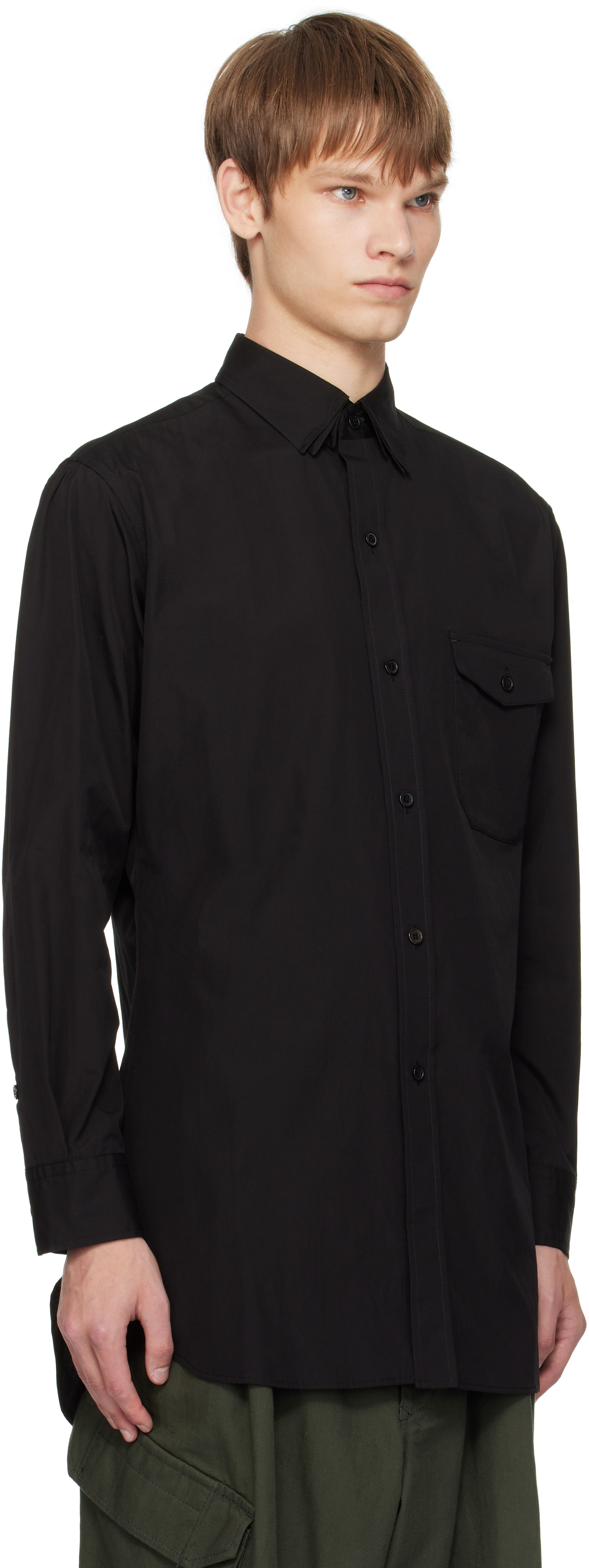 Yohji Yamamoto Black 100/2 Broad Triple Collar Shirt In Multi