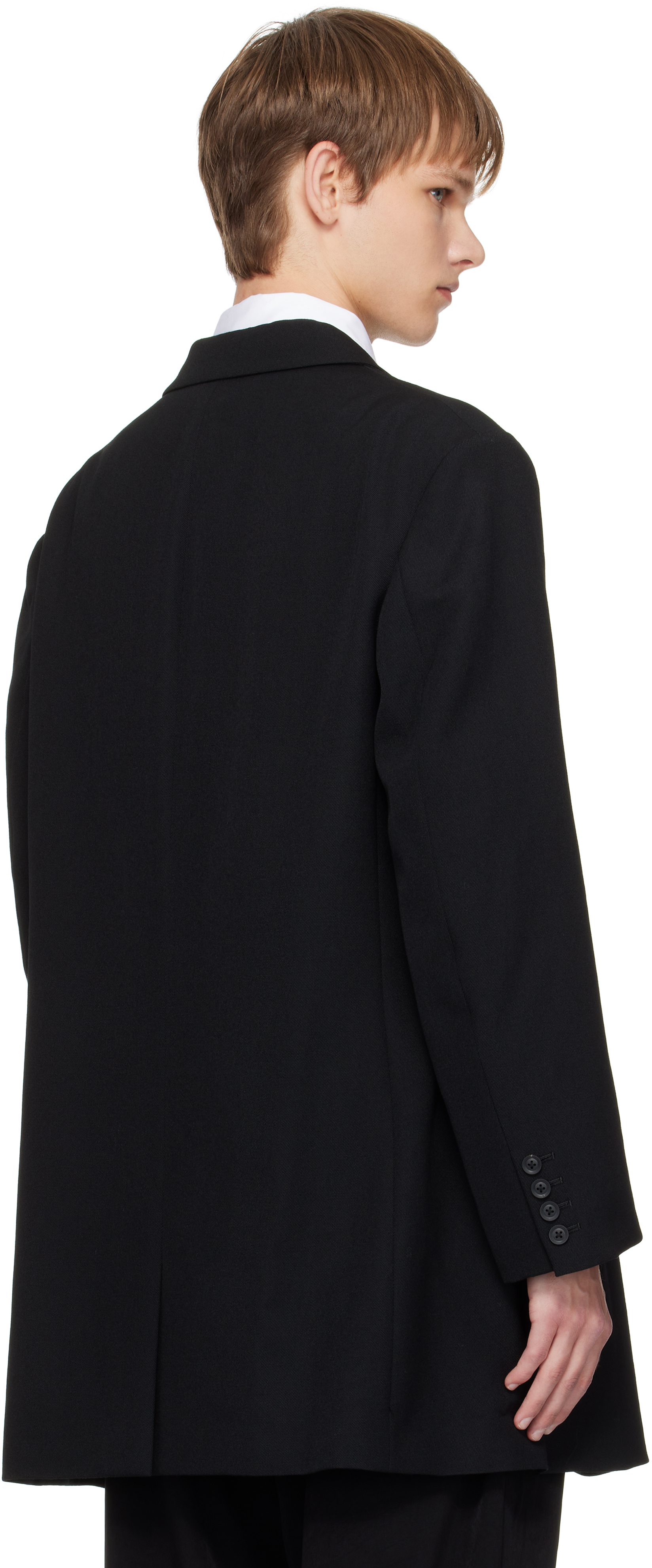 Yohji Yamamoto Black 3 Button Peak Blazer In Multi