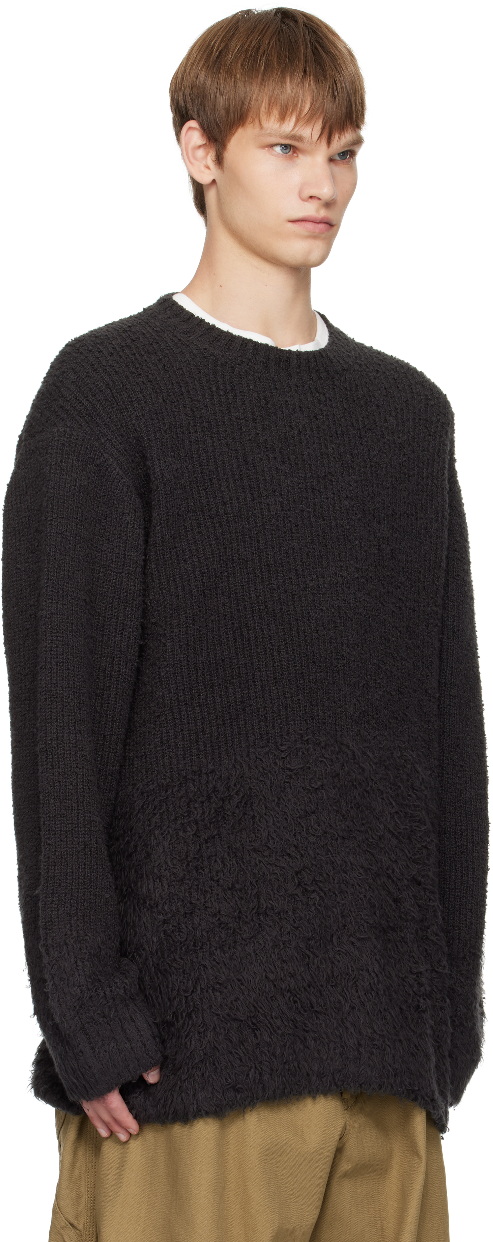Yohji Yamamoto Gray Gradation Round Neck Sweater In Multi