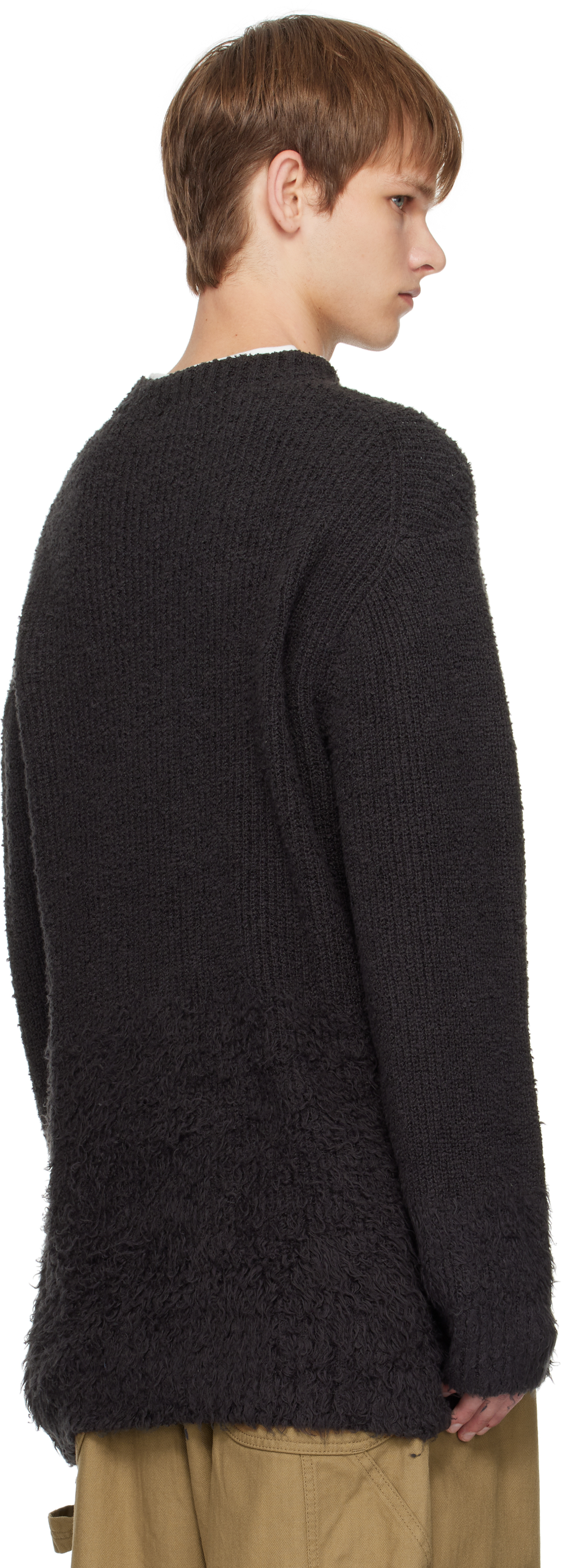 Yohji Yamamoto Gray Gradation Round Neck Sweater In Multi