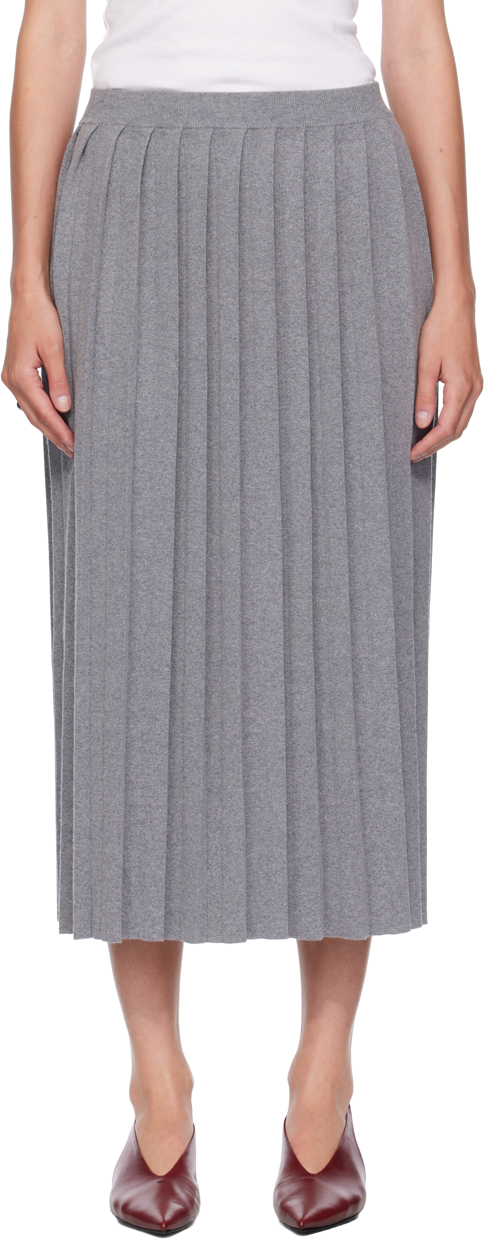 Gray Minda Midi Skirt by LISA YANG on Sale