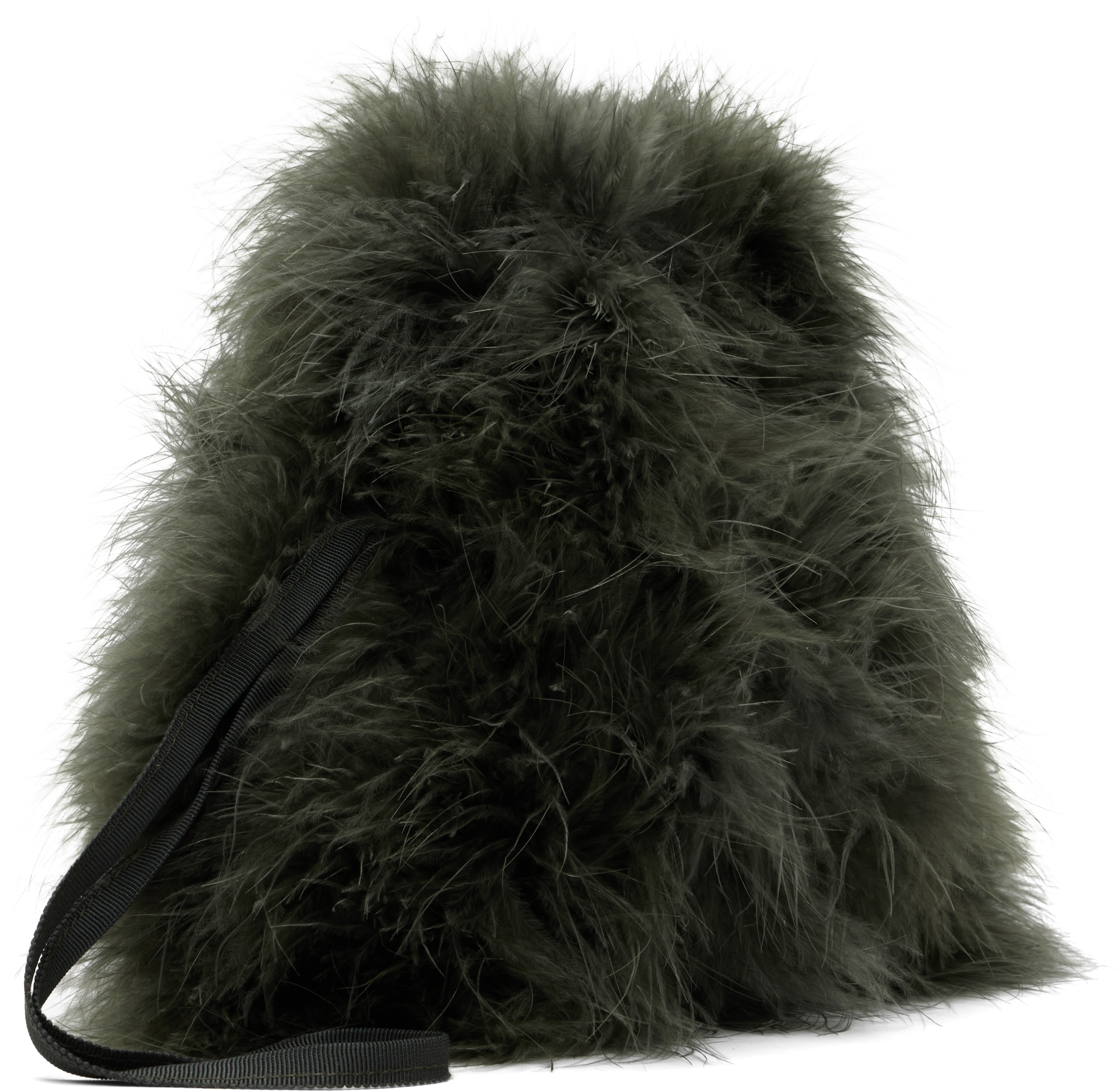 Yves Salomon Khaki Mini Feather Pouch