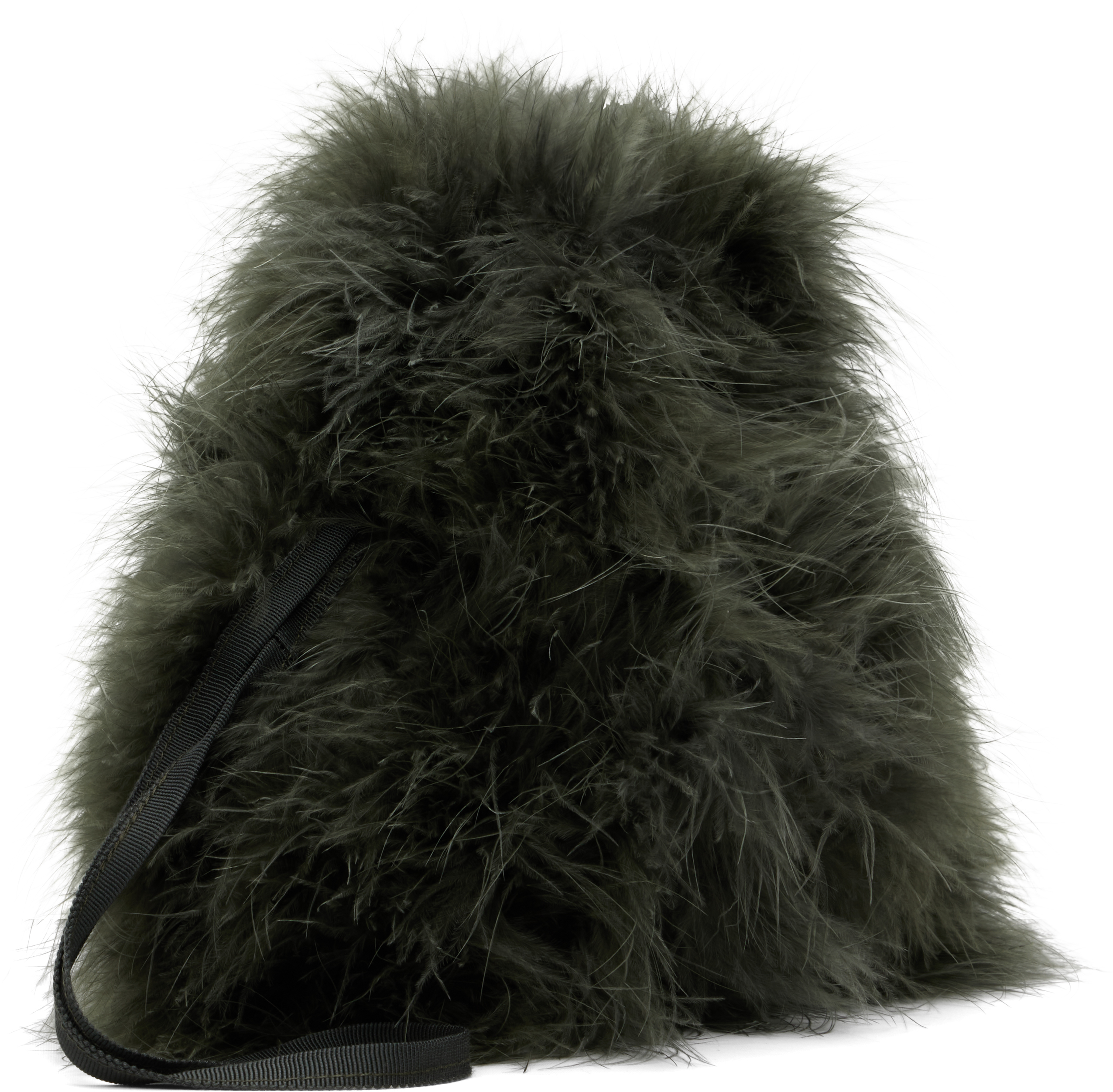Yves Salomon Khaki Mini Feather Pouch