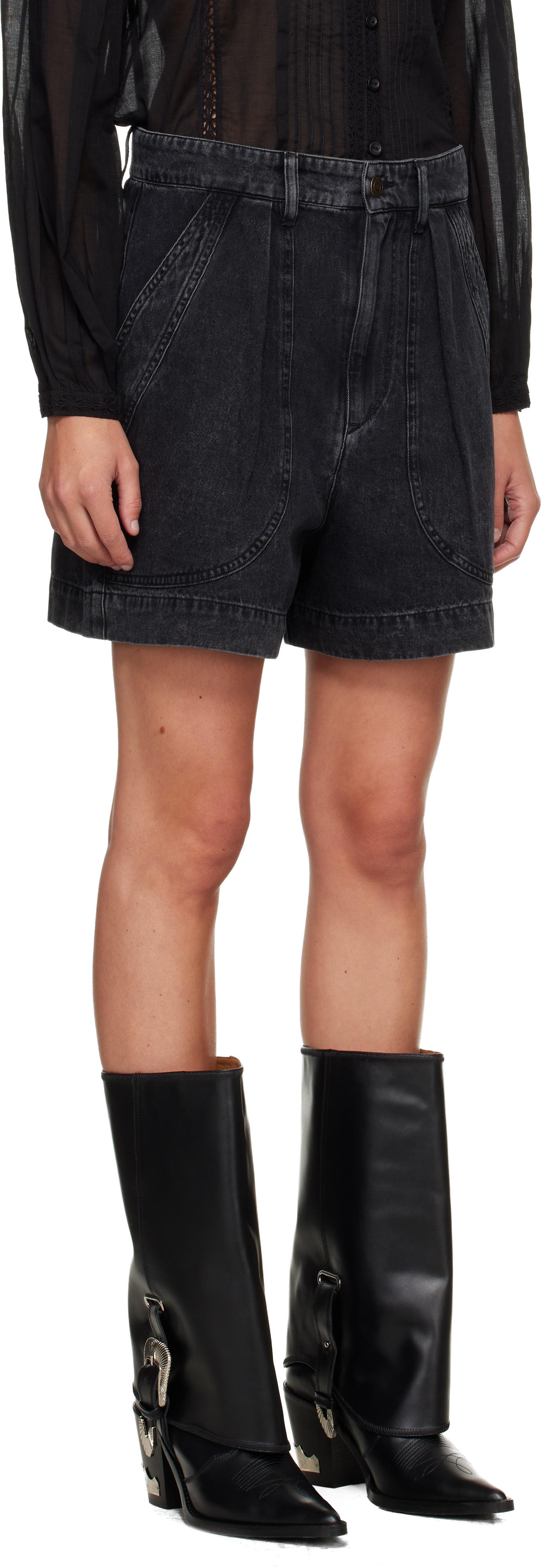 Isabel Marant Étoile Black Noemia Denim Shorts In Blue