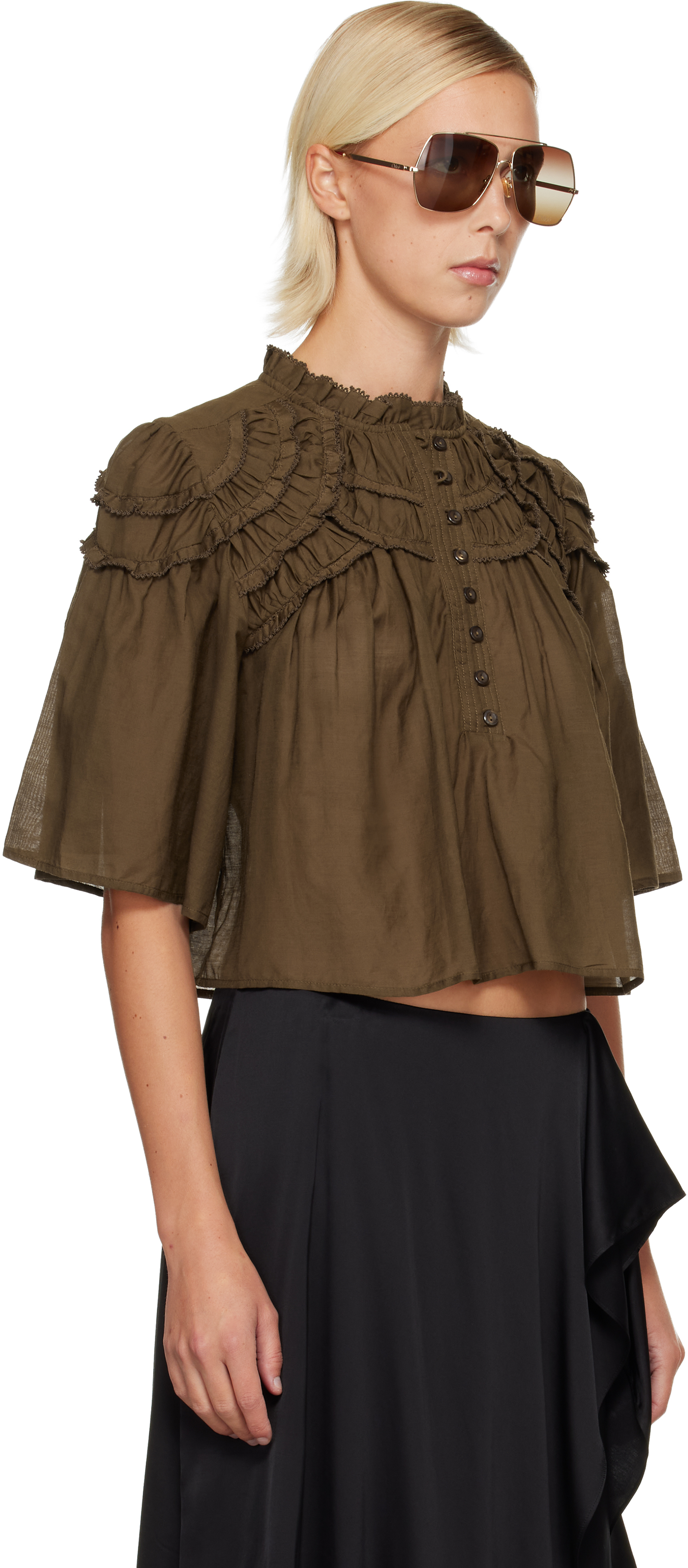 Isabel Marant Étoile Khaki Carmen Blouse In Green