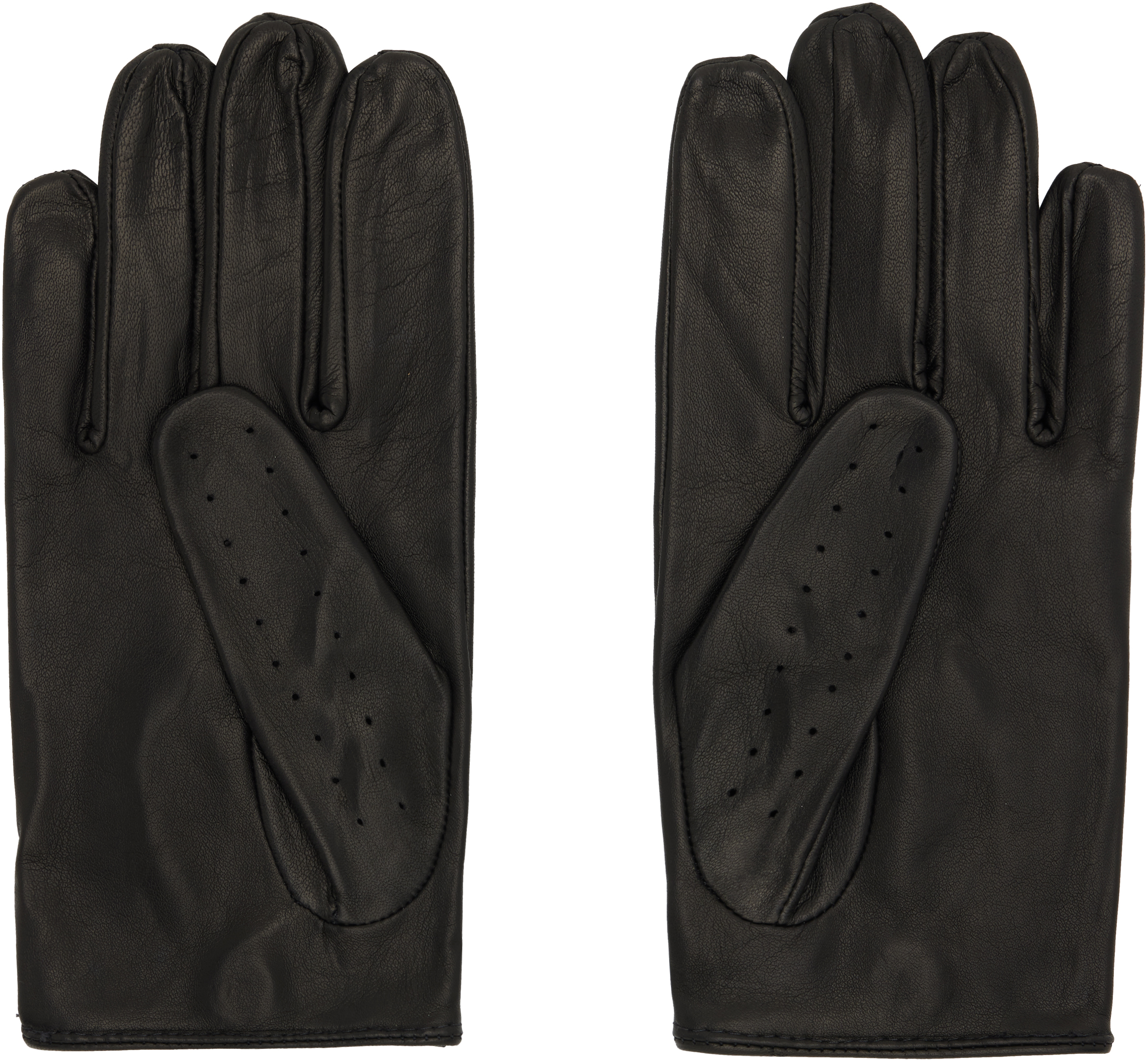 Ernest W Baker Perforated Studded Leather Gloves In Black