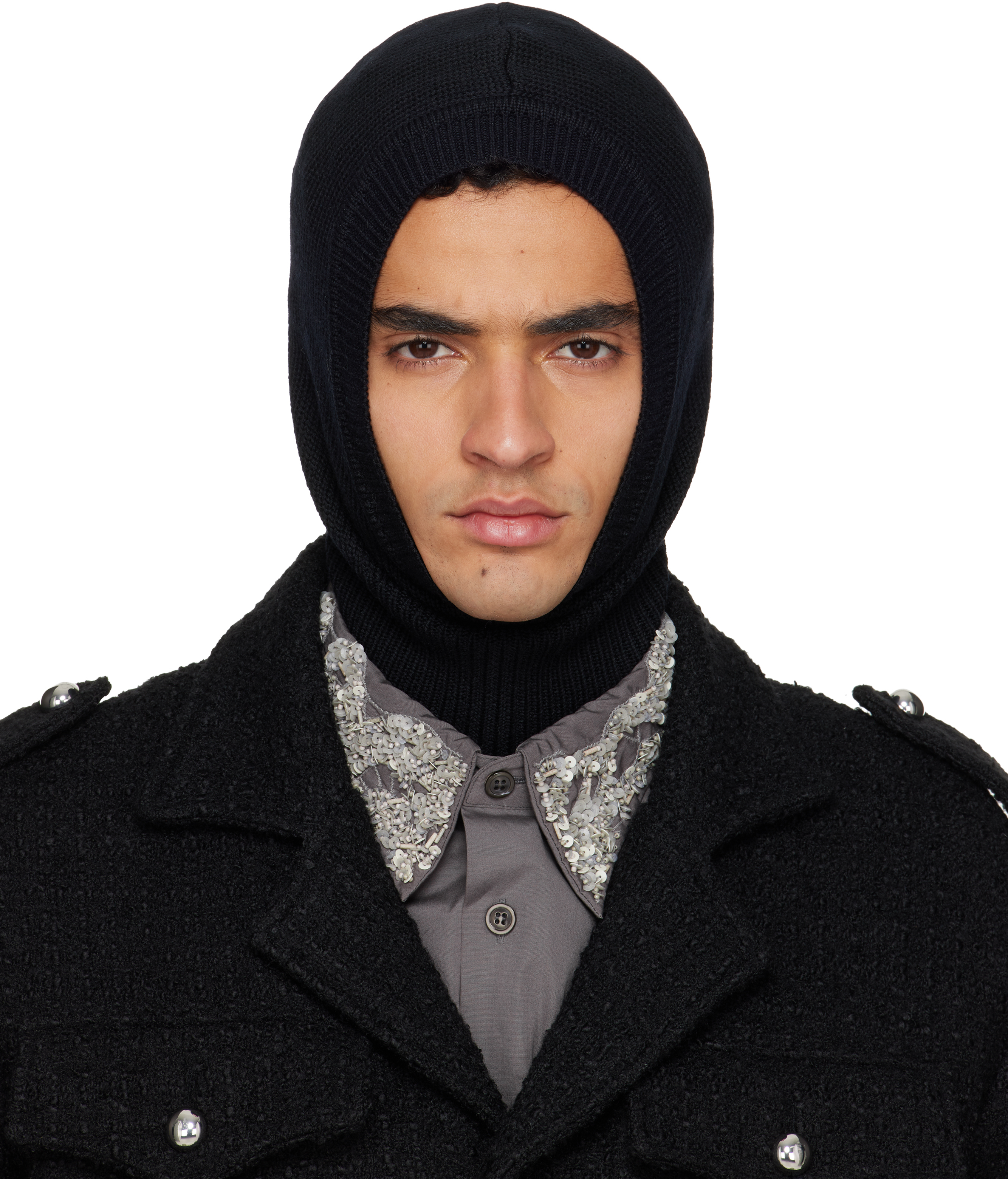 Ernest W Baker Black Wool Balaclava In Black