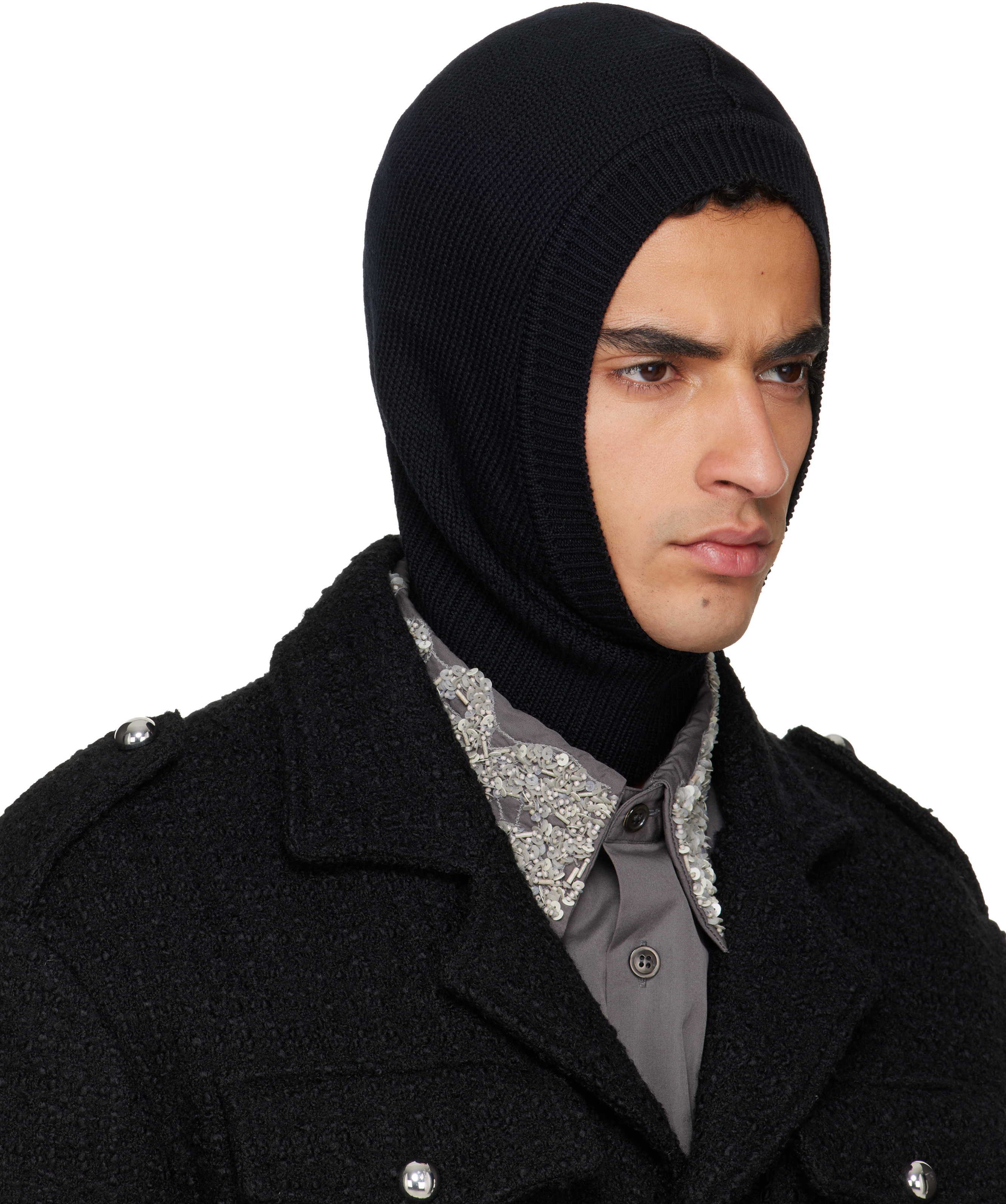 Ernest W Baker Black Wool Balaclava In Black