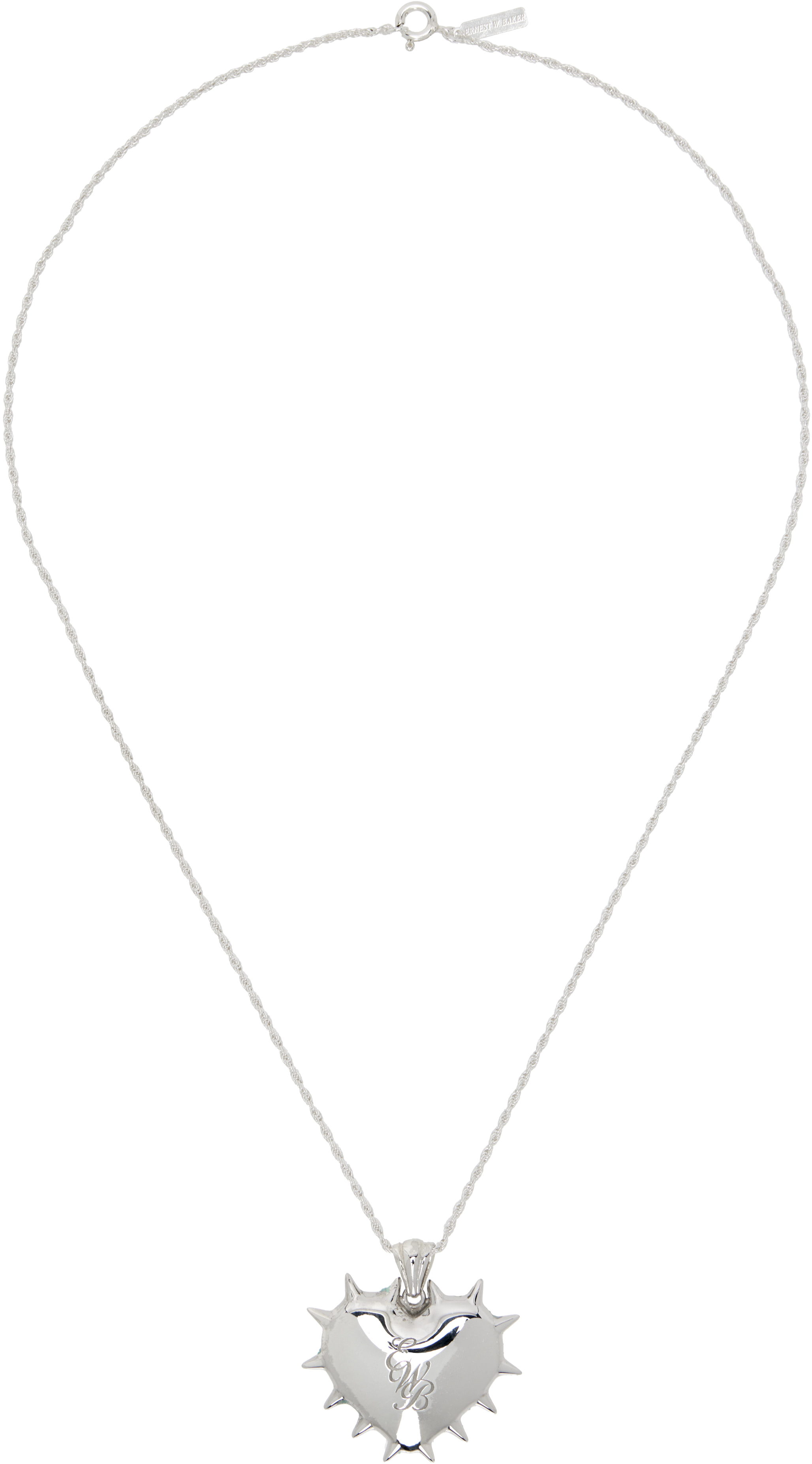 Ernest W Baker Studded Heart Necklace In Metallic