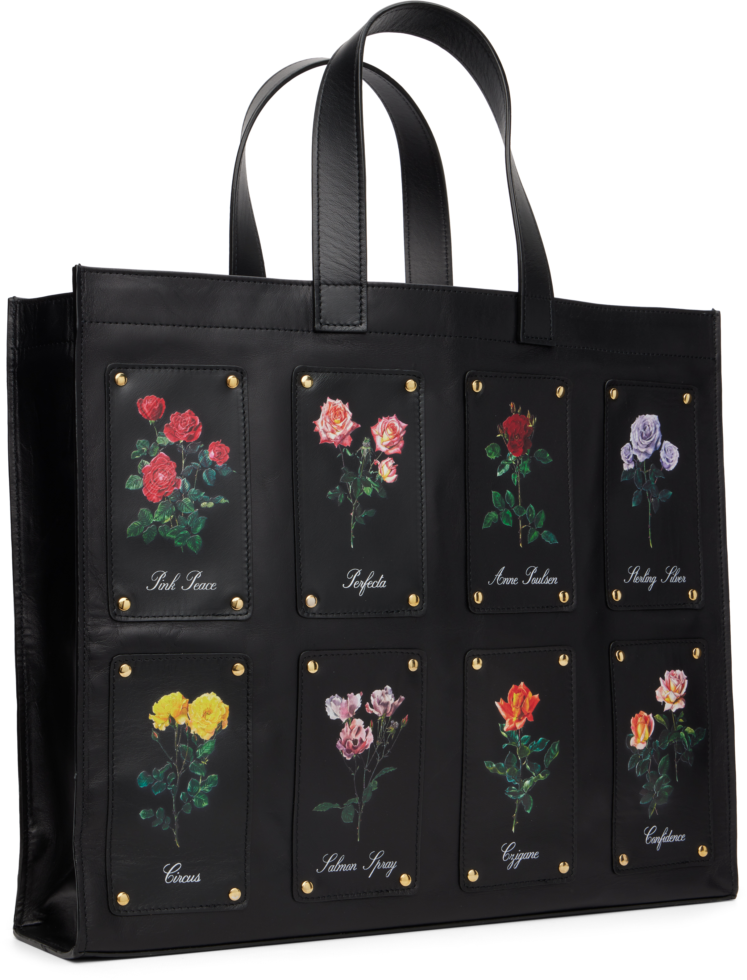 Ernest W Baker Black Patched Rose Shopper Tote