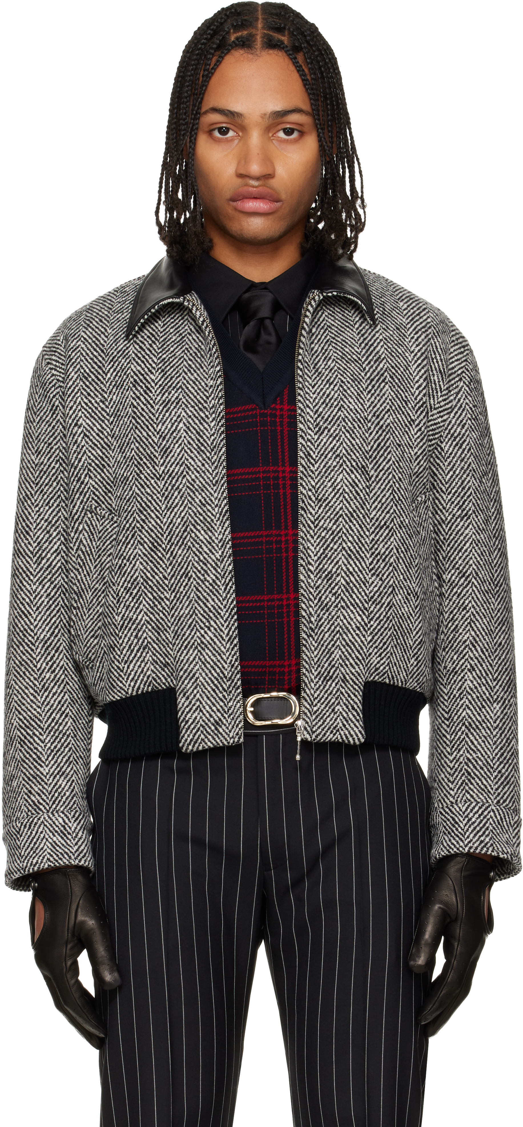 Ernest W Baker Black & White Harrington Jacket In Multi