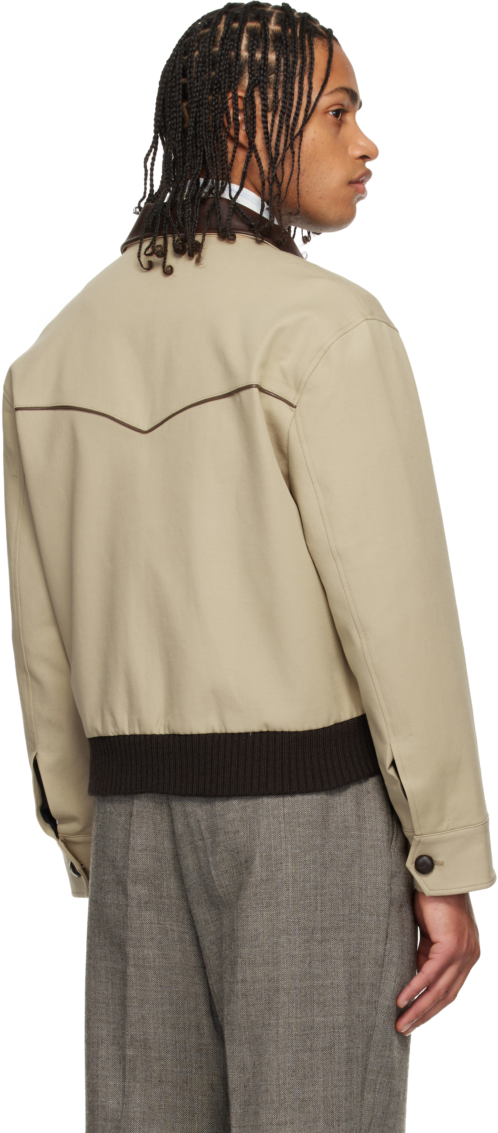 Ernest W Baker Beige Western Harrington Jacket In Brown