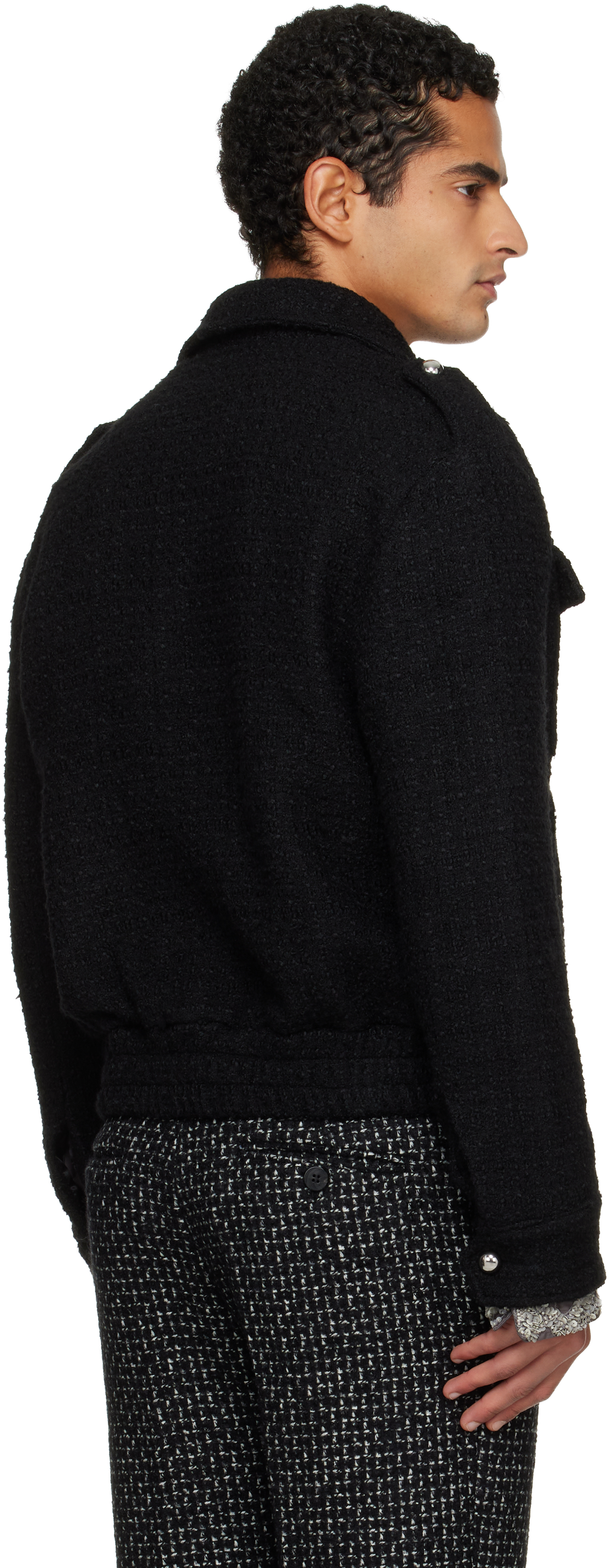 Ernest W Baker Black Military Bomber Jacket In Black