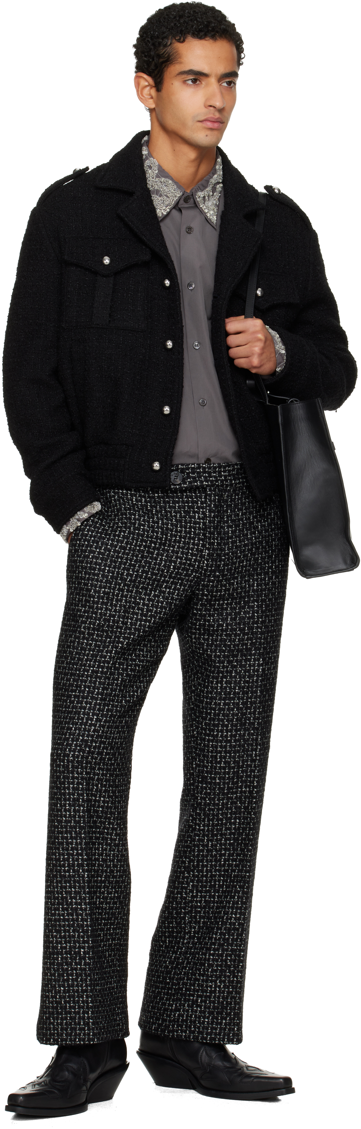 Ernest W Baker Black Military Bomber Jacket In Black