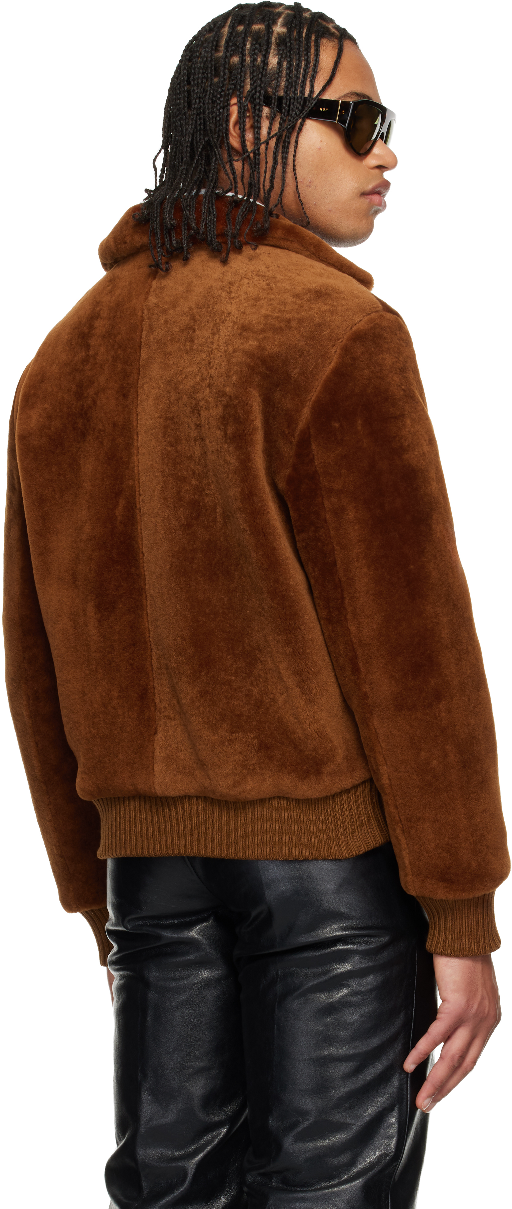 Ernest W Baker Brown Zip Shearling Jacket
