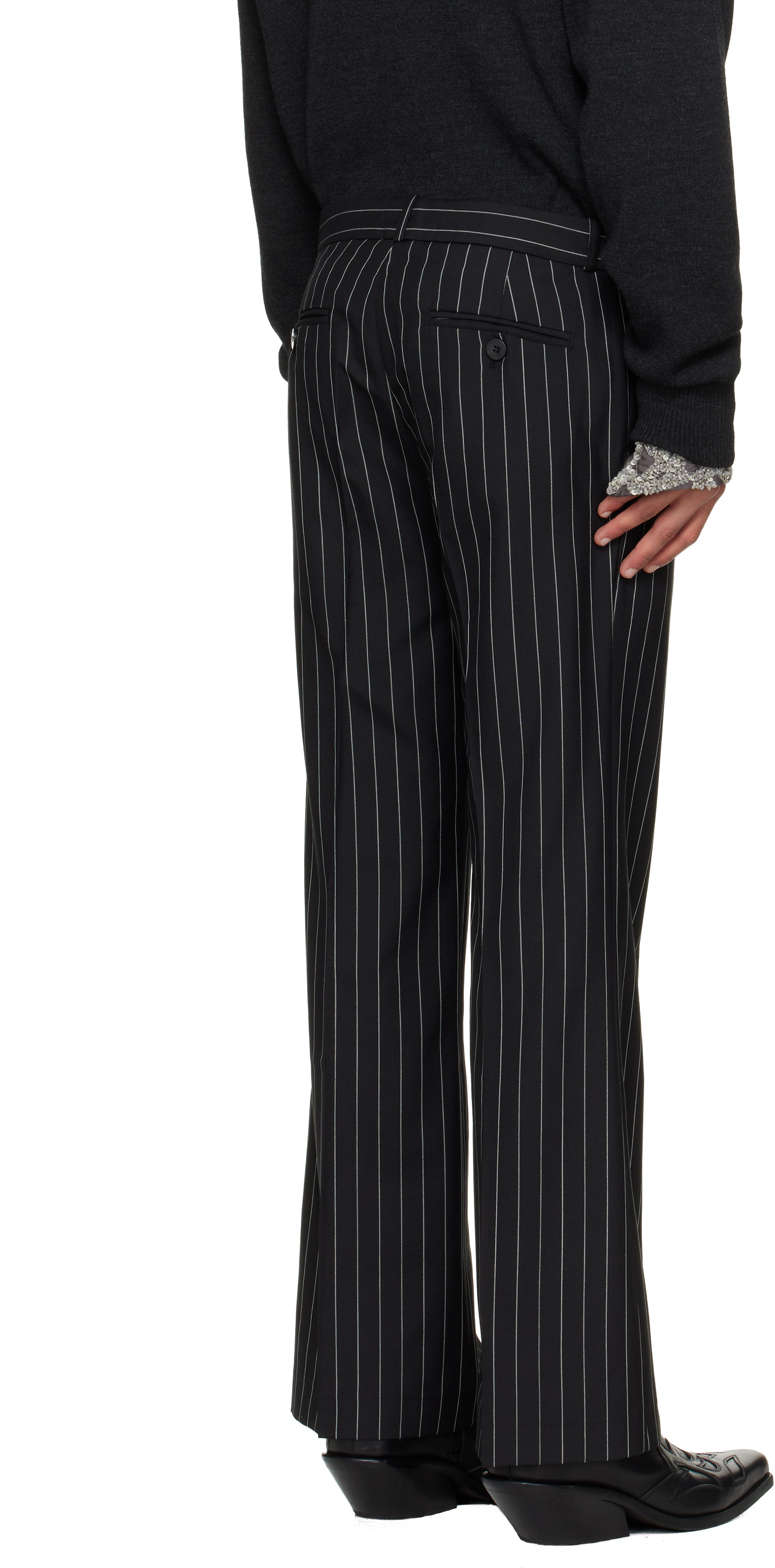 Ernest W Baker Black Loose Fit Flare Trousers In Black