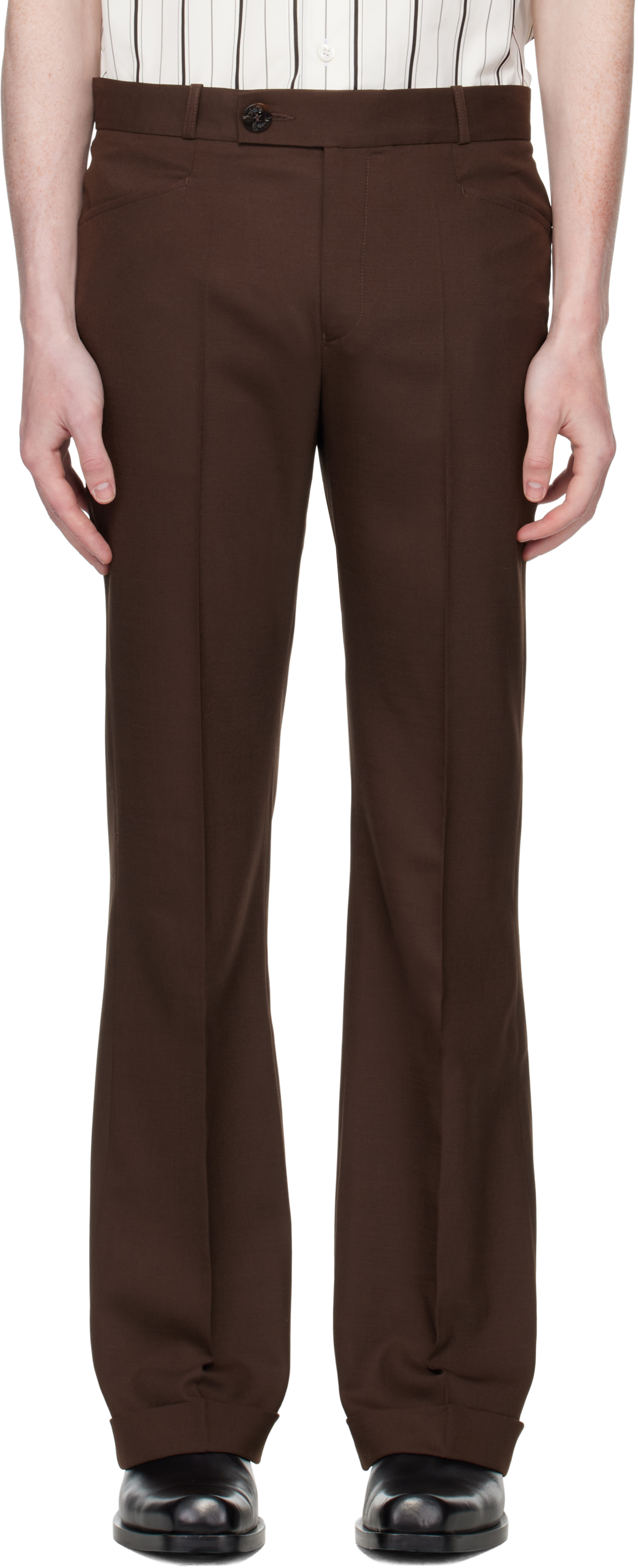 Brown Cuffed 70's Trousers