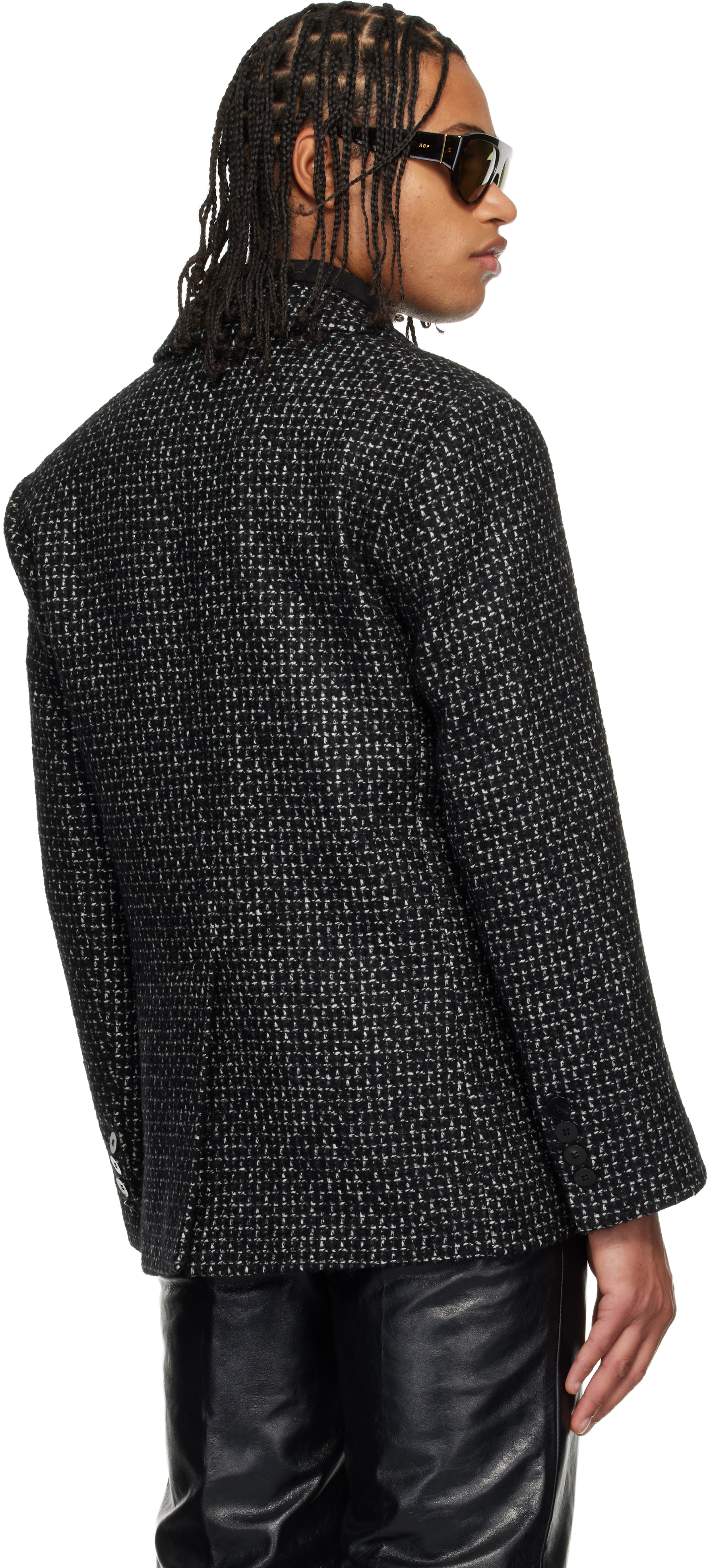 Ernest W Baker Black Double-breasted Blazer In Gray