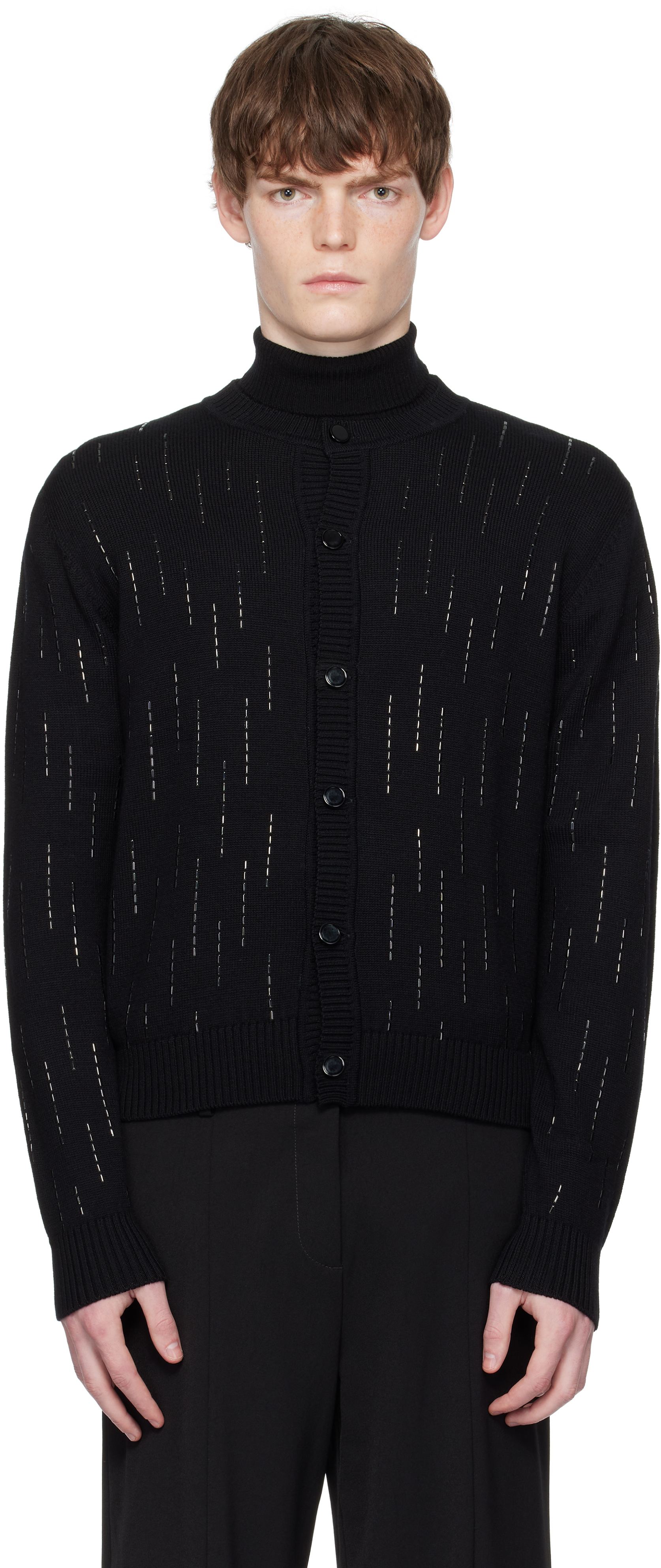 Black Embellished Rain Appliqué Cardigan