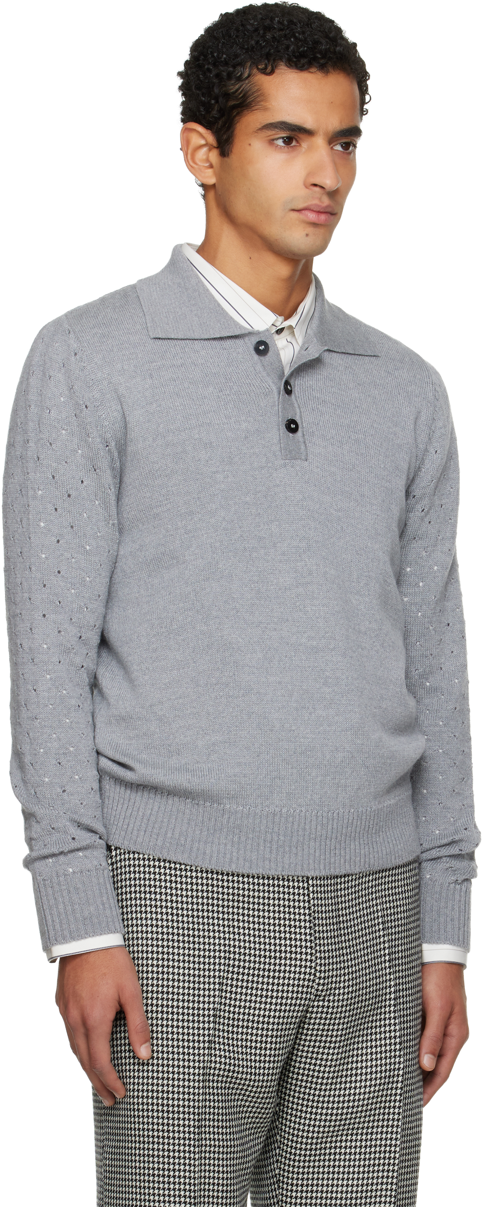 Ernest W Baker Gray Polka-dot Polo In Gray