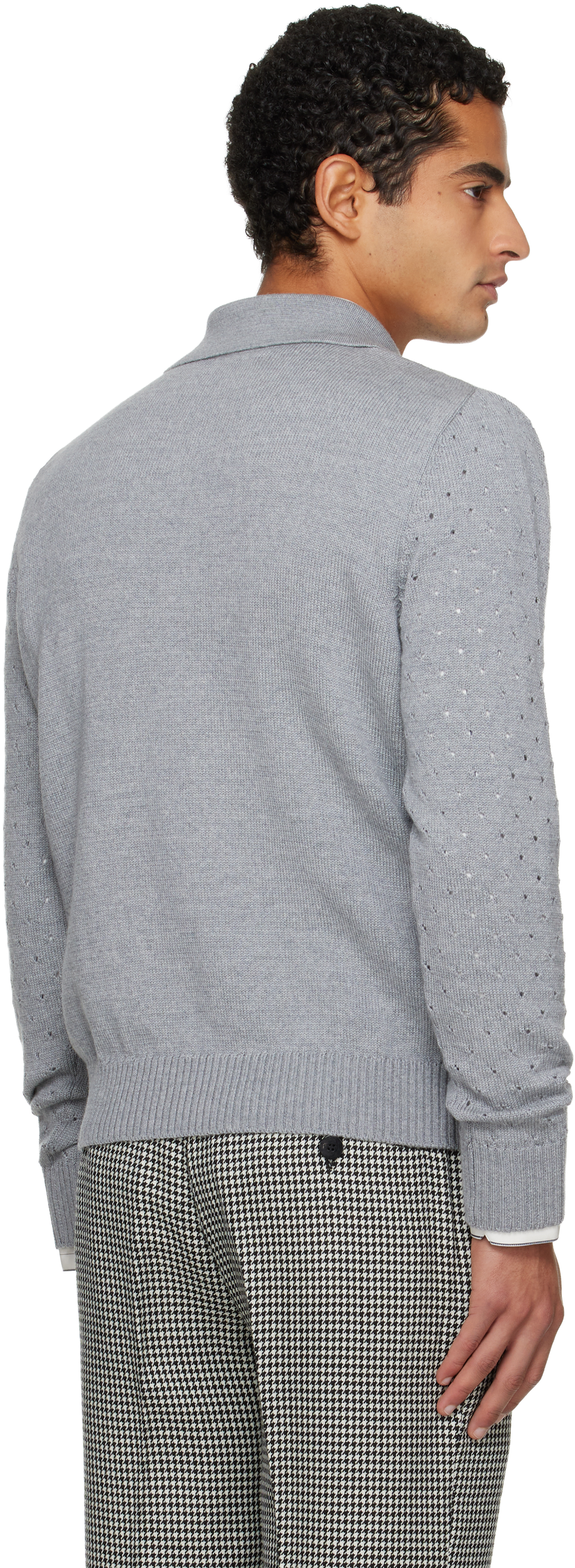 Ernest W Baker Gray Polka-dot Polo In Gray