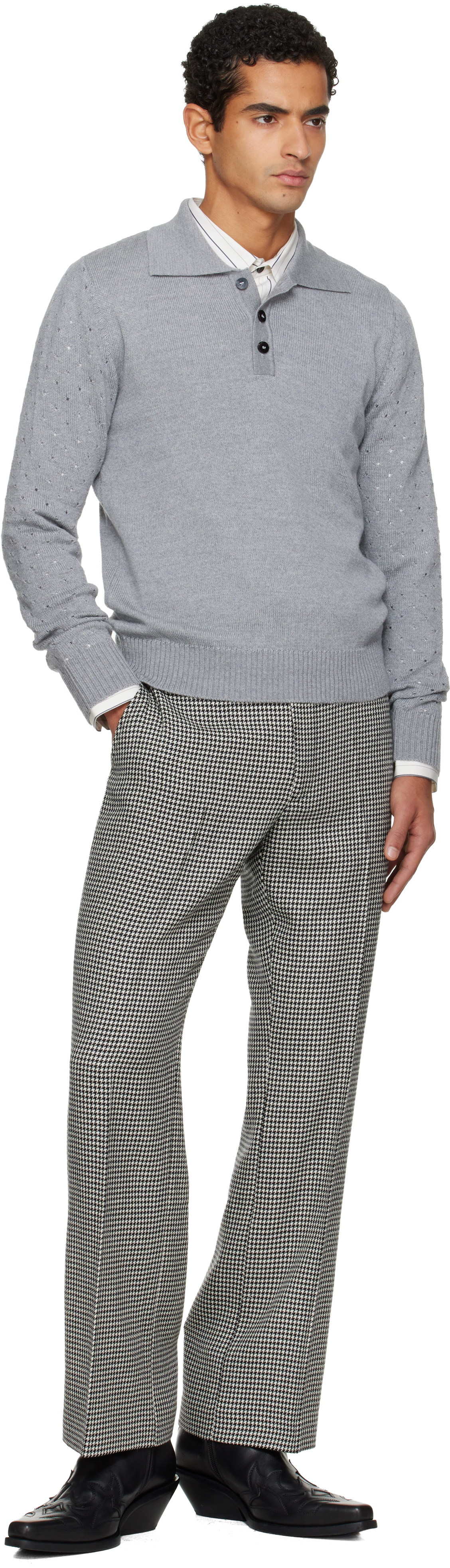 Ernest W Baker Gray Polka-dot Polo In Gray